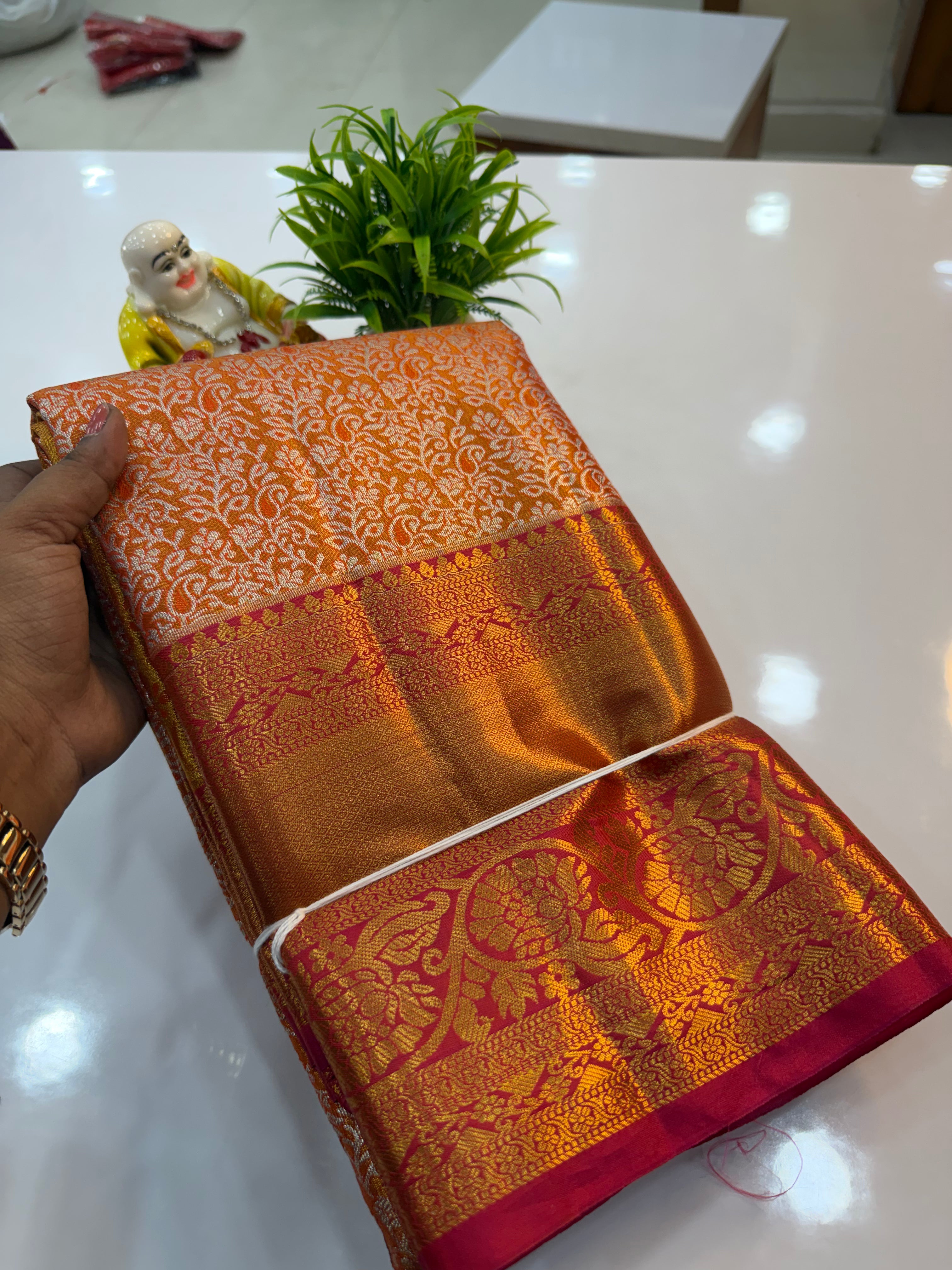 Premium Semi Kanjeevaram Tissue Saree with Rich Pallu & Brocade Blouse
