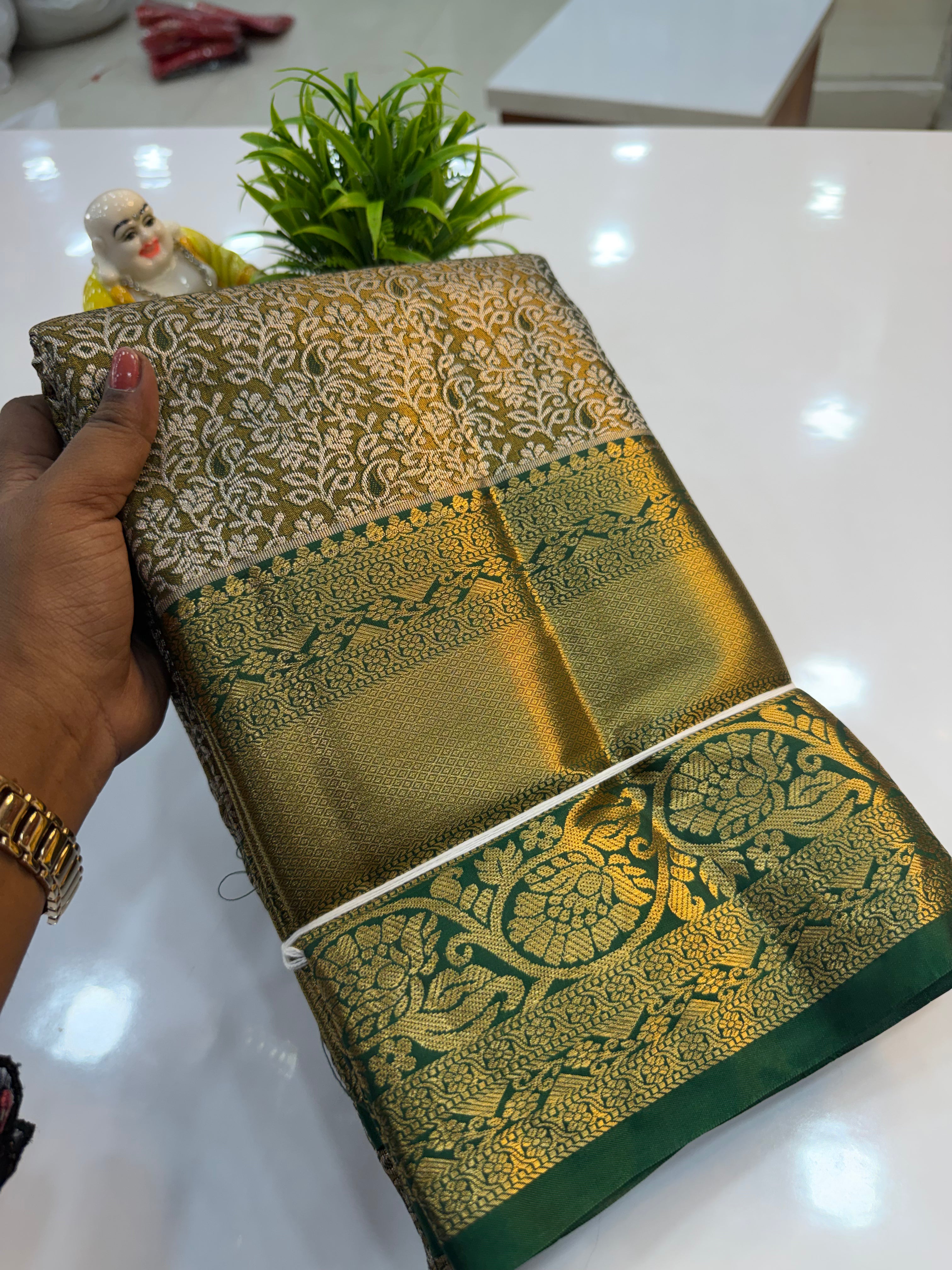 Premium Semi Kanjeevaram Tissue Saree with Rich Pallu & Brocade Blouse