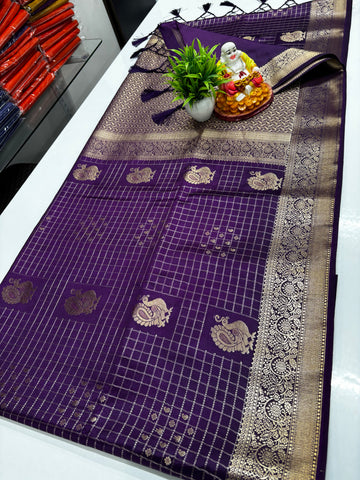 Premium Satin Saree with Rich Pallu & Peacock  and Butta Blouse