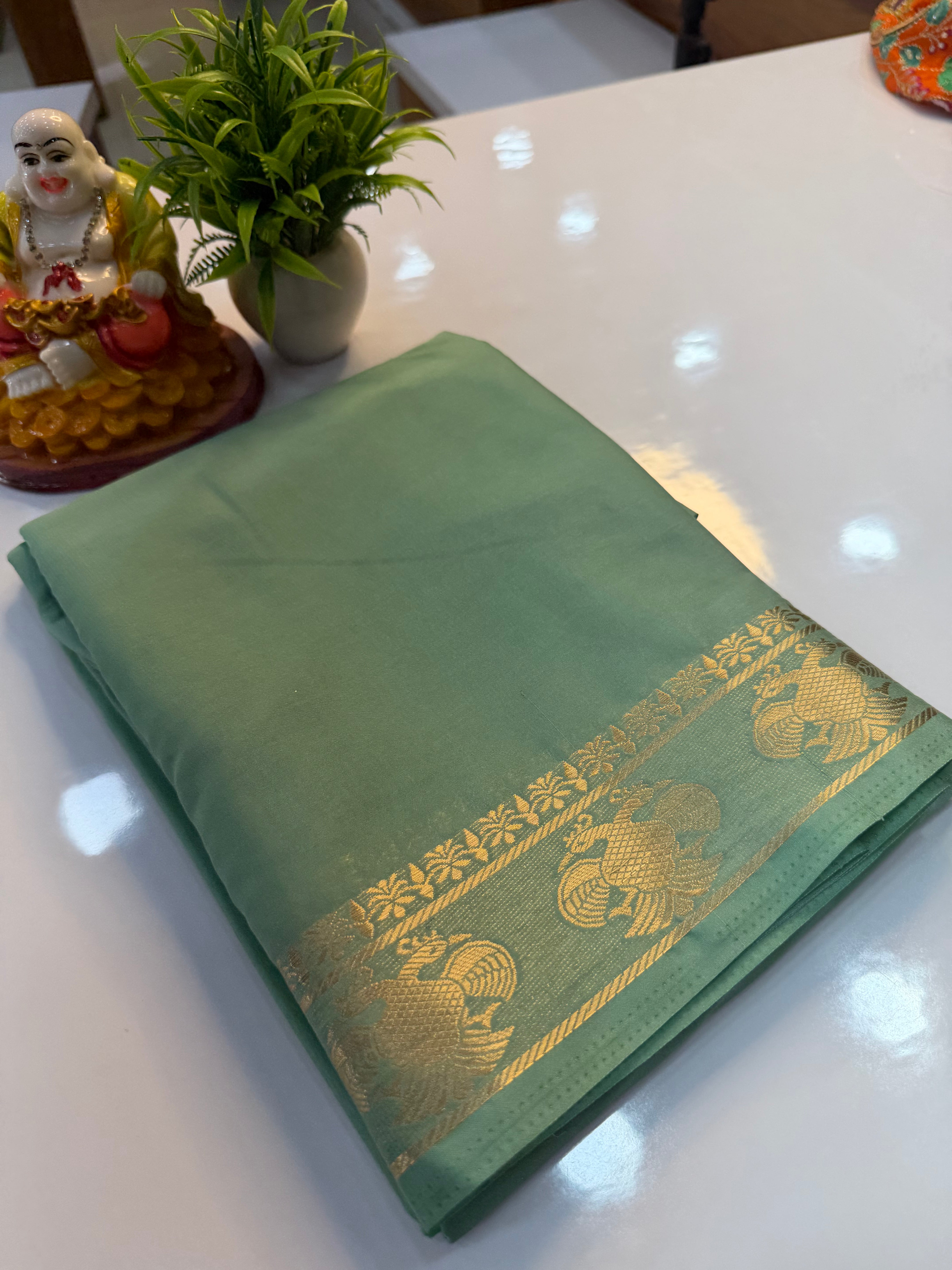 Mysore Crepe Silk Saree with Ganda Berunda Border | Beautiful Pallu & Self Blouse…