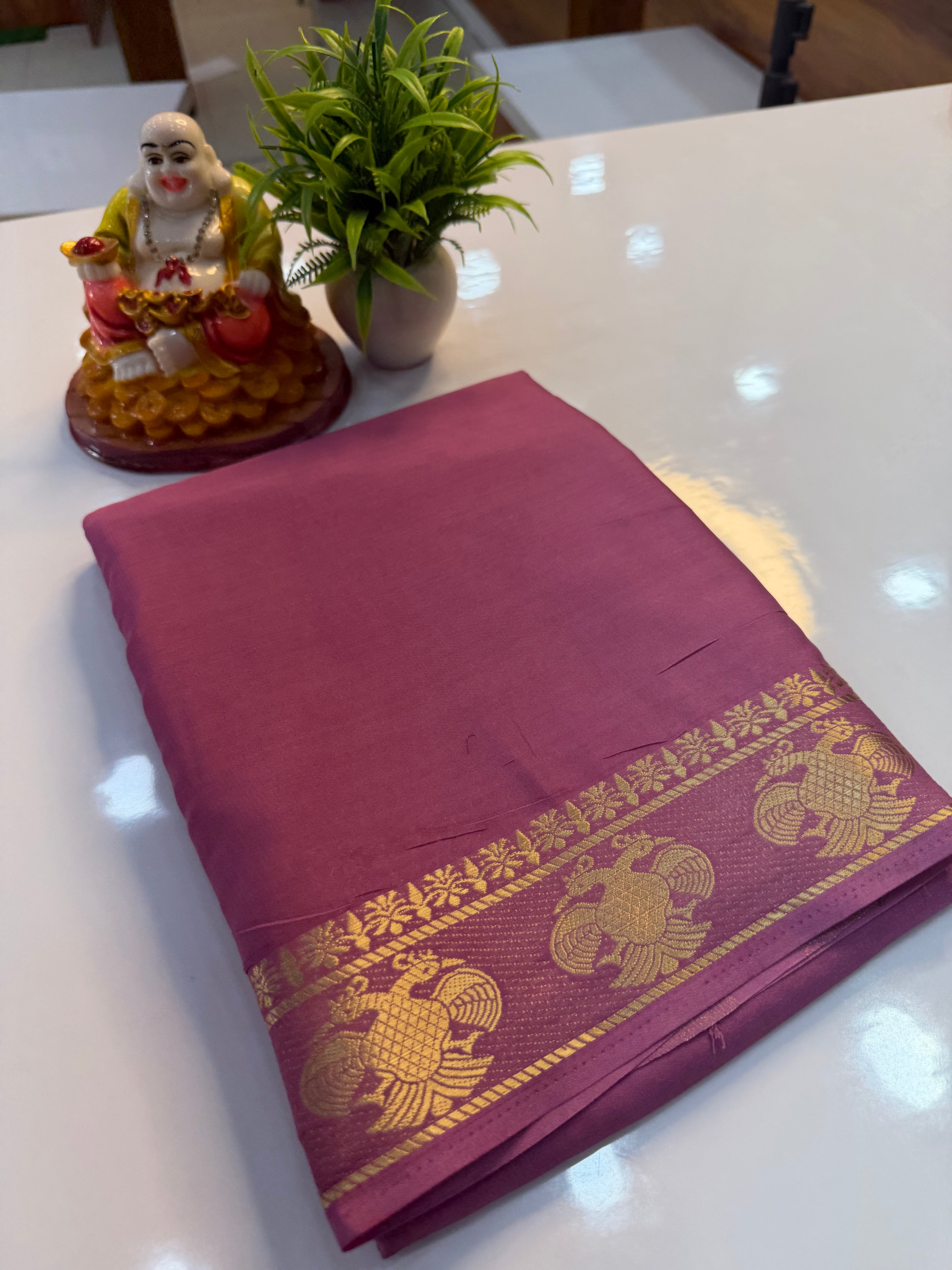 Mysore Crepe Silk Saree with Ganda Berunda Border | Beautiful Pallu & Self Blouse…