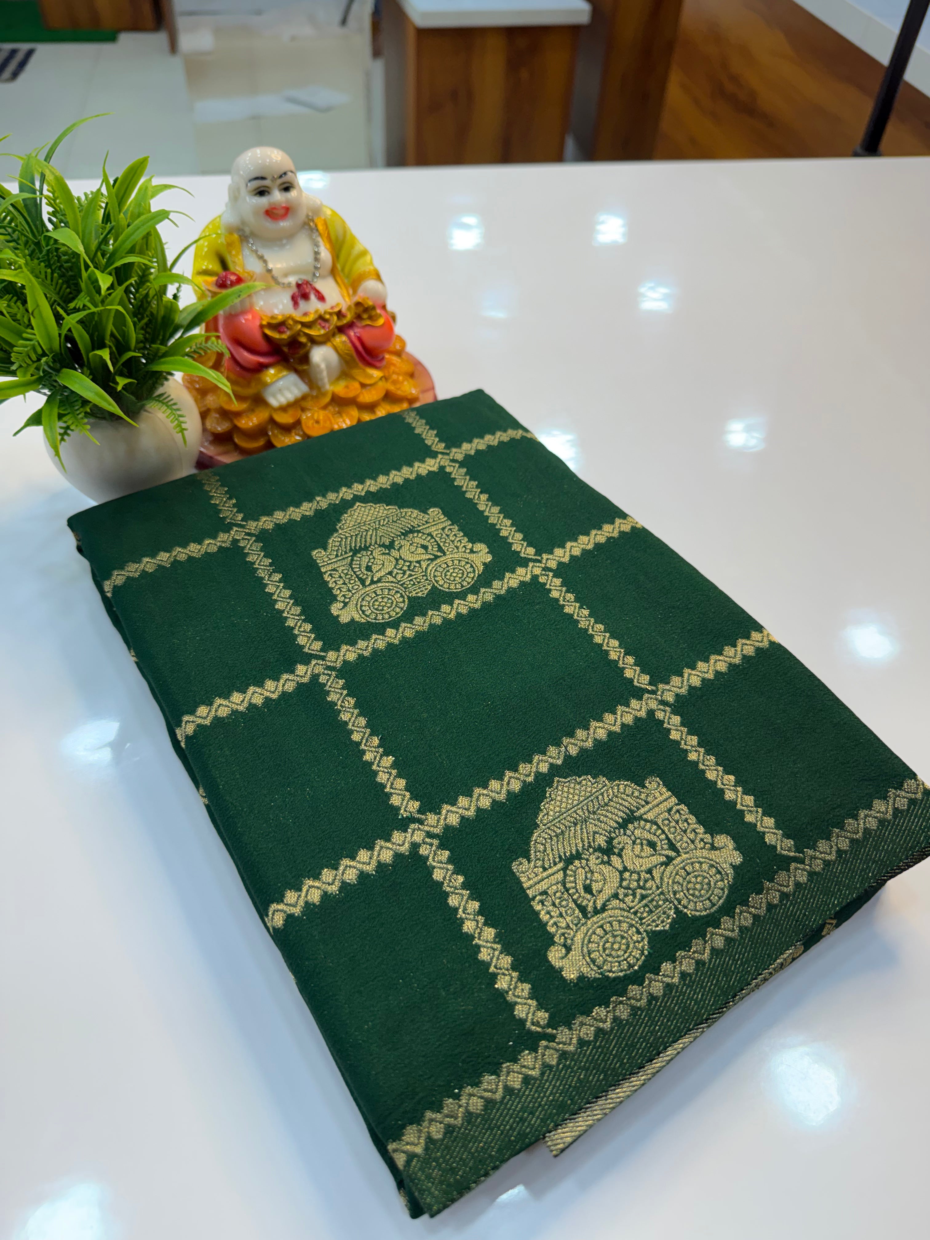 Georgette Saree with Checks & Peacock Design | Rich Pallu | Elegant Party Wear | Padmavathi Silks and Sarees…