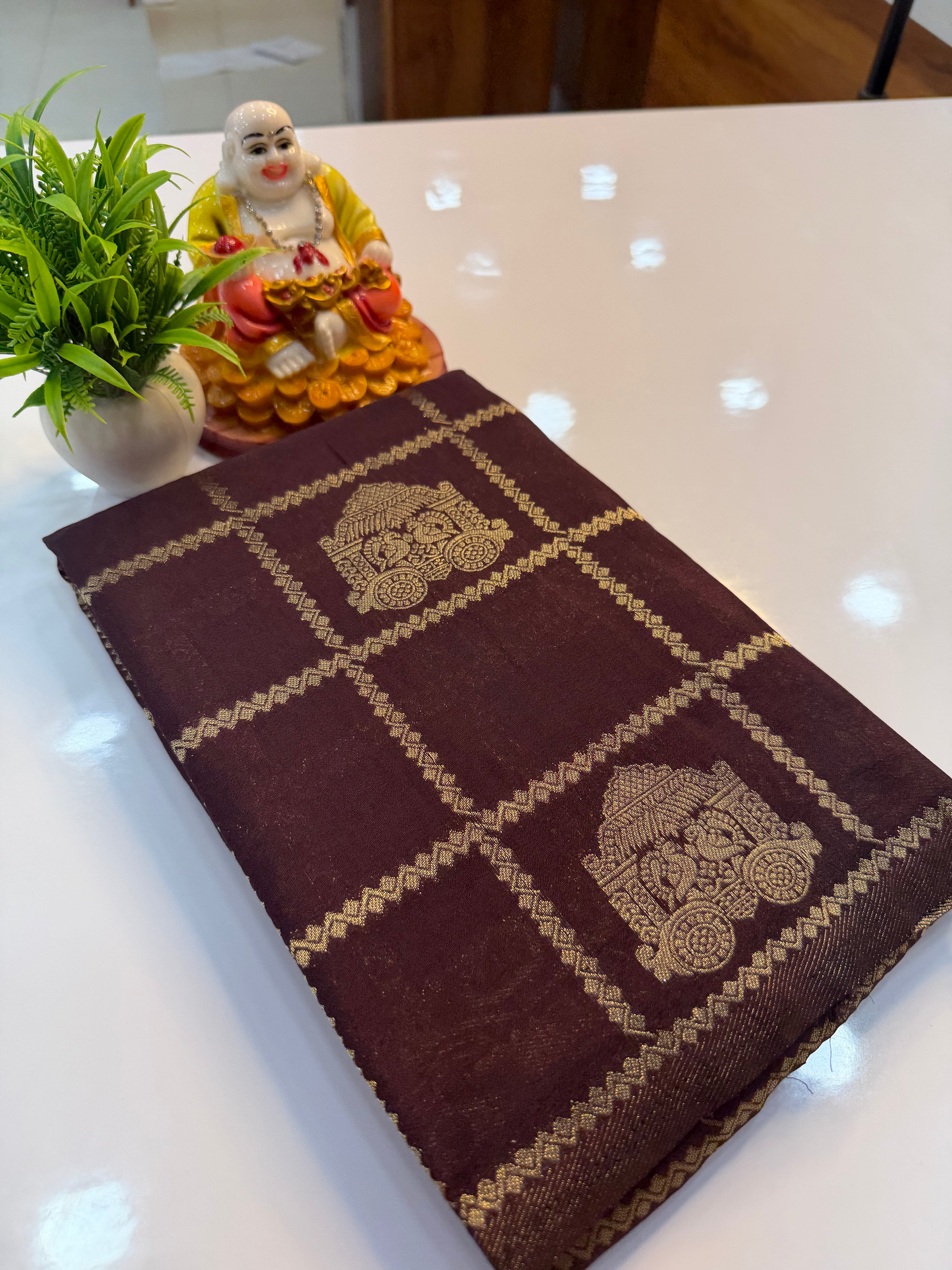 Georgette Saree with Checks & Peacock Design | Rich Pallu | Elegant Party Wear | Padmavathi Silks and Sarees…