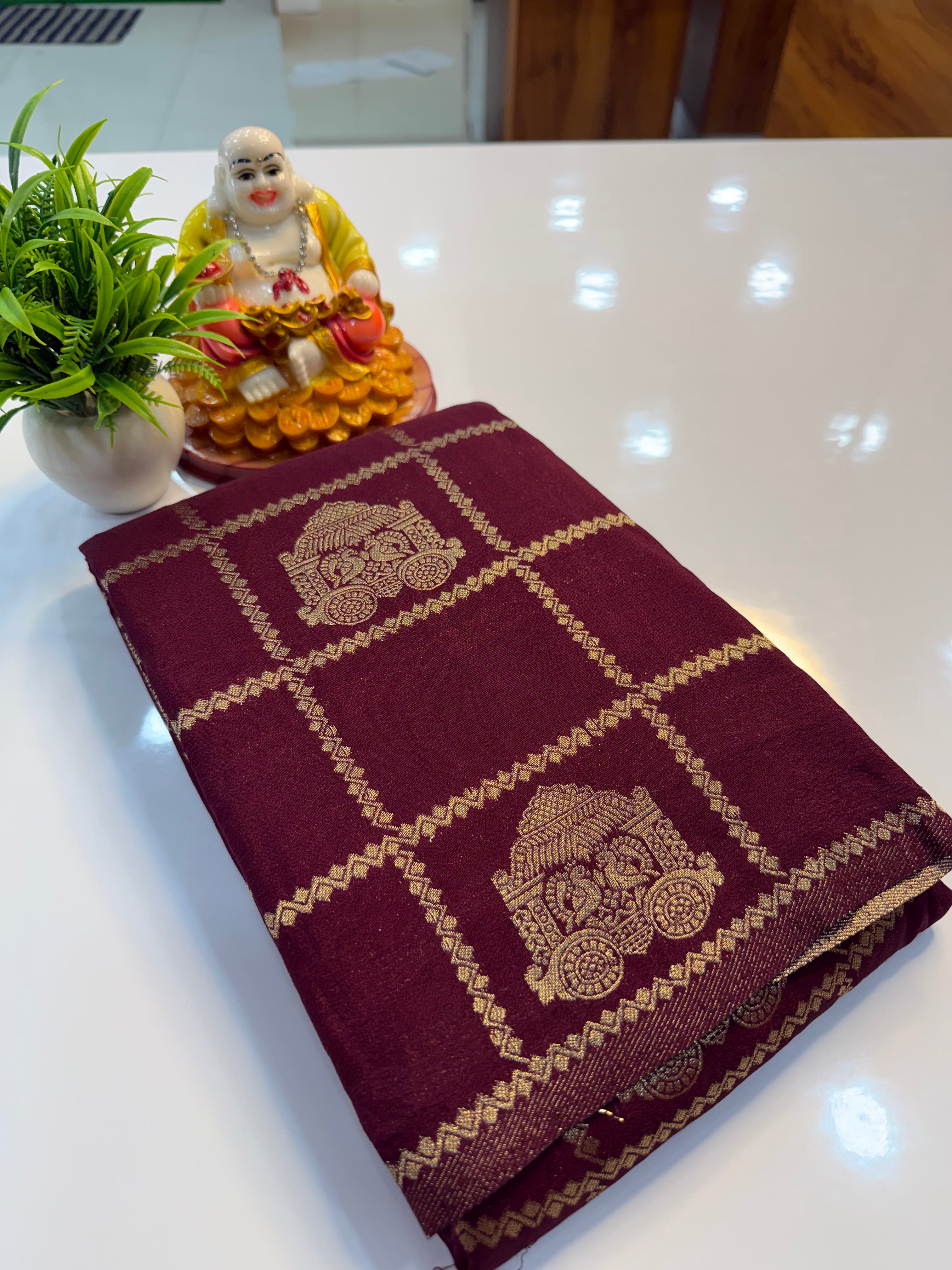 Georgette Saree with Checks & Peacock Design | Rich Pallu | Elegant Party Wear | Padmavathi Silks and Sarees…
