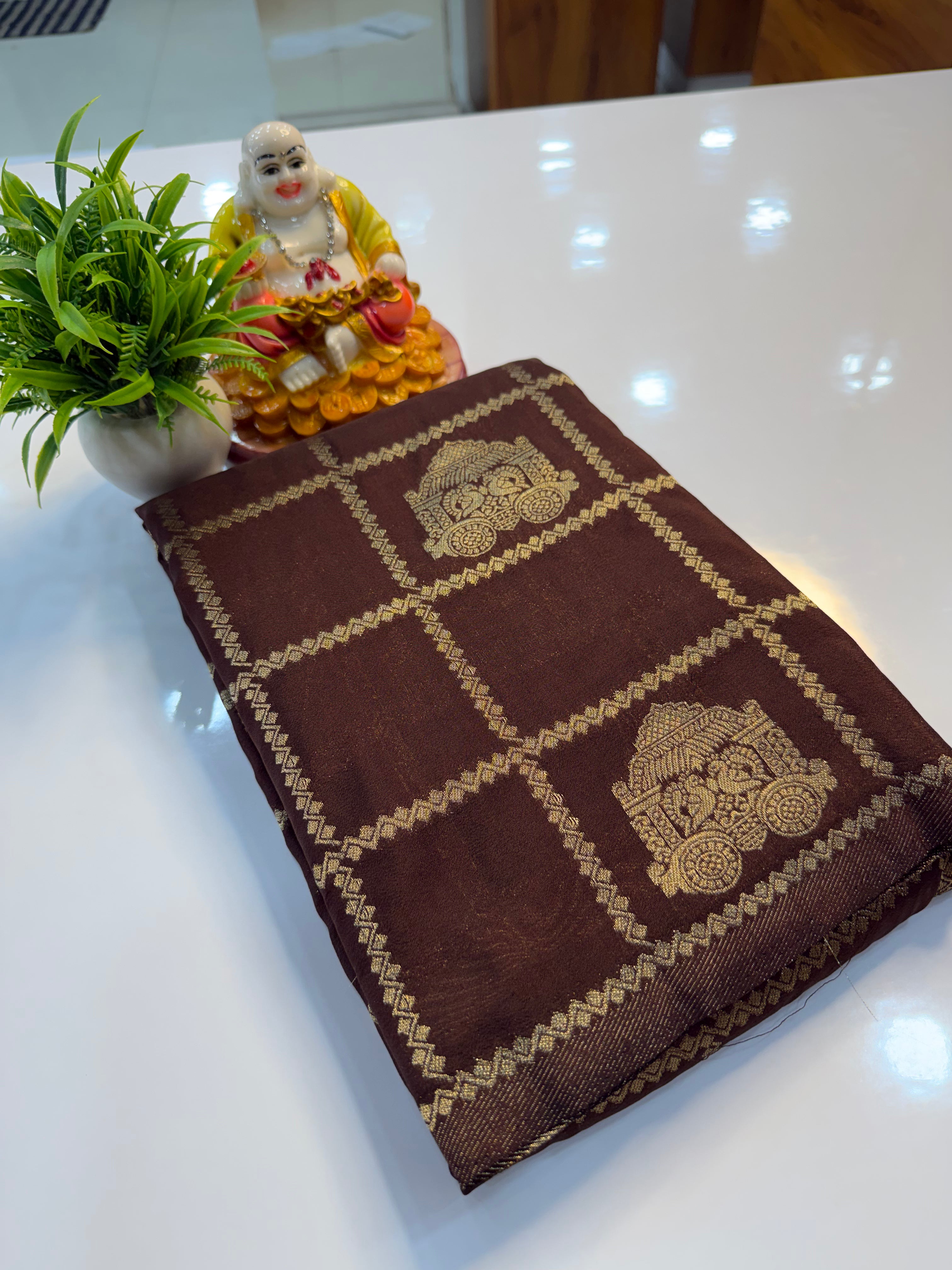 Georgette Saree with Checks & Peacock Design | Rich Pallu | Elegant Party Wear | Padmavathi Silks and Sarees…