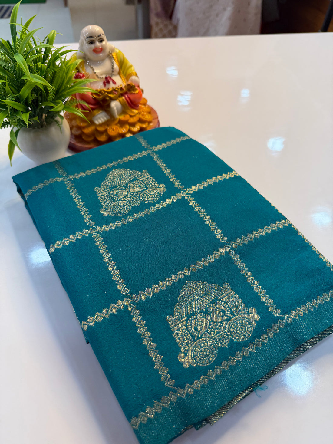 Georgette Saree with Checks & Peacock Design | Rich Pallu | Elegant Party Wear | Padmavathi Silks and Sarees…