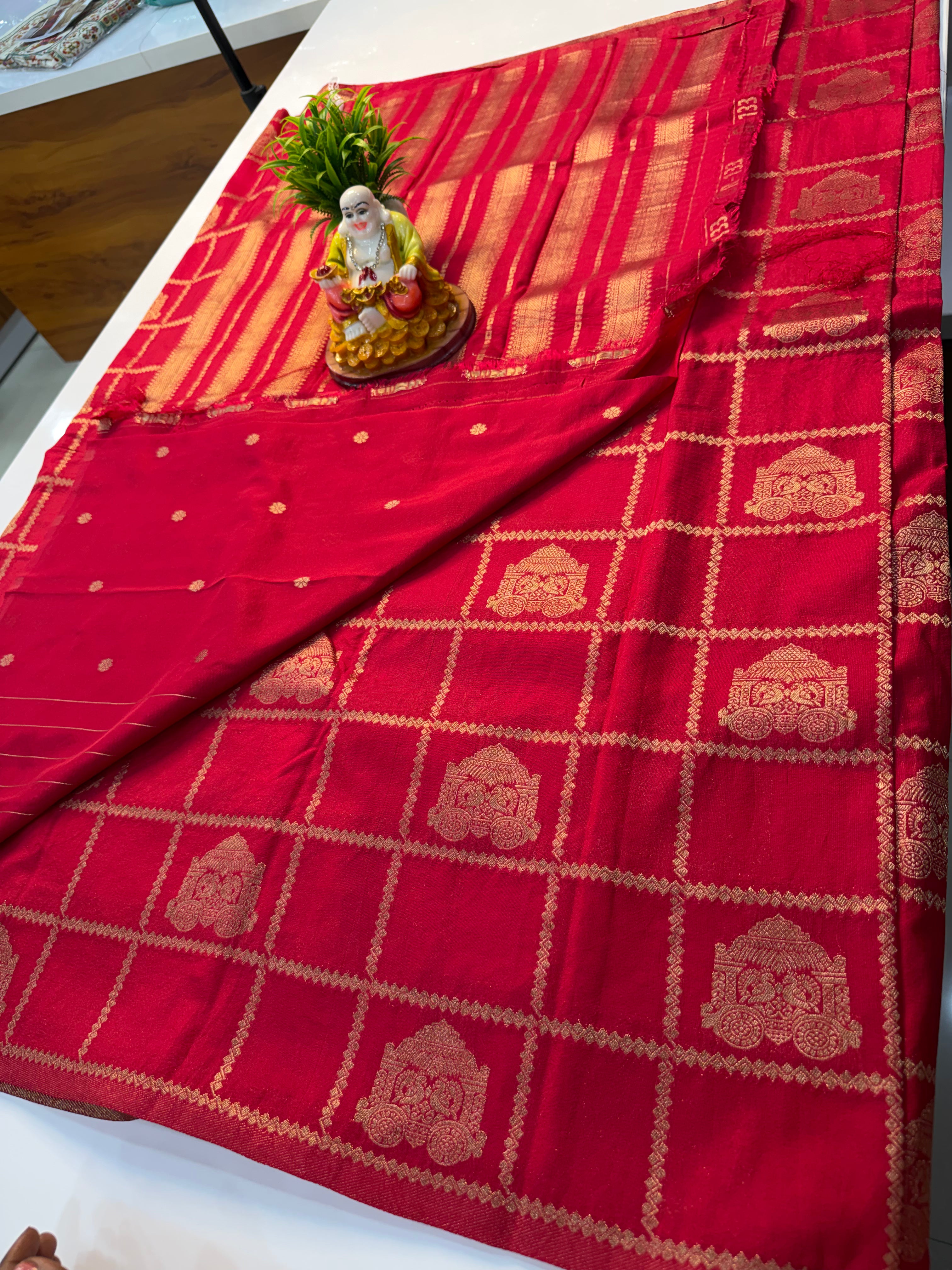 Georgette Saree with Checks & Peacock Design | Rich Pallu | Elegant Party Wear | Padmavathi Silks and Sarees…