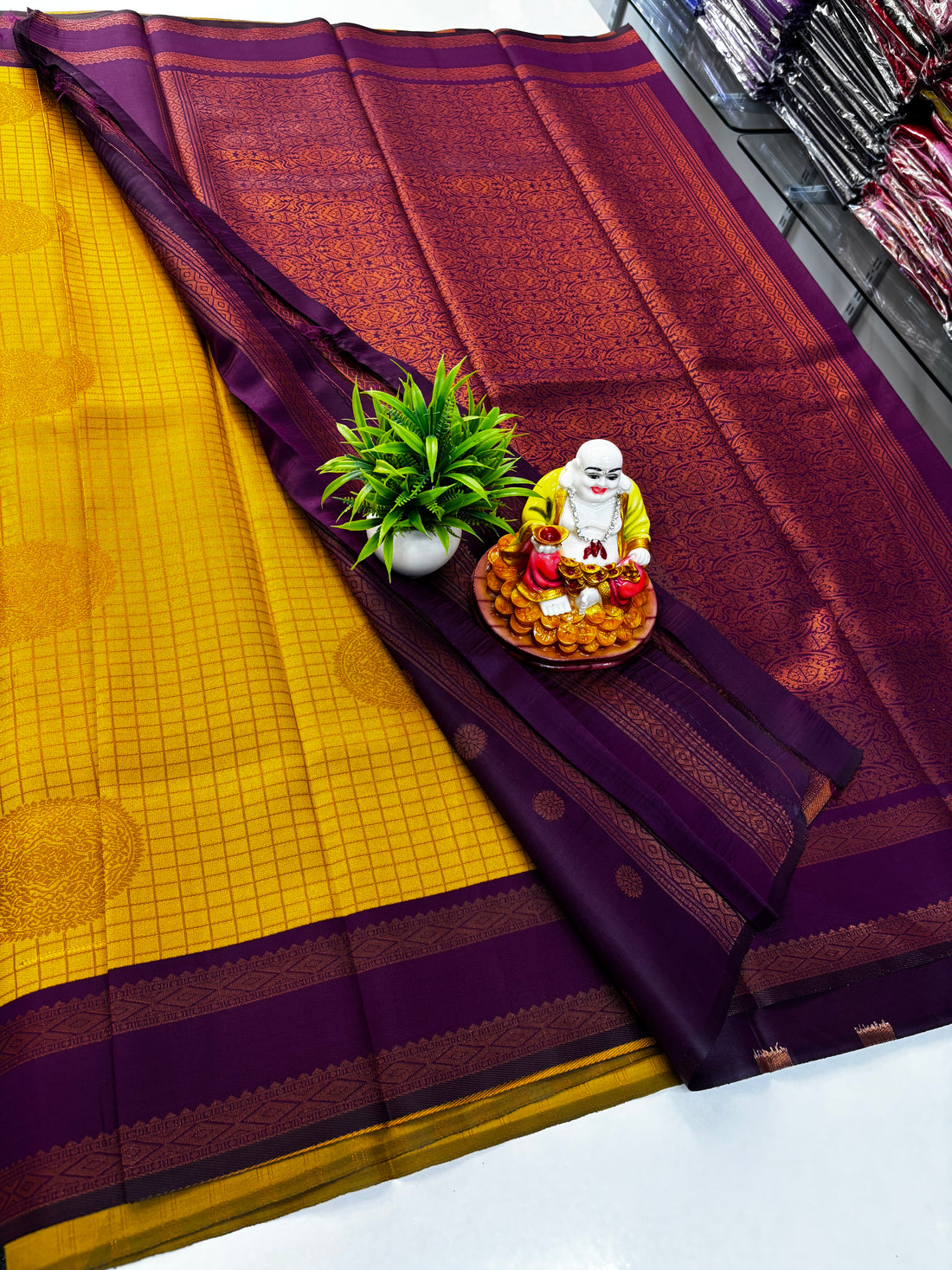 ✨ Semi Silk Saree with Beautiful Chex Pattern & Rich Pallu ✨