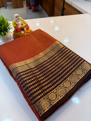 Premium Mysore Crepe Silk Saree with Checks & Rich Pallu…