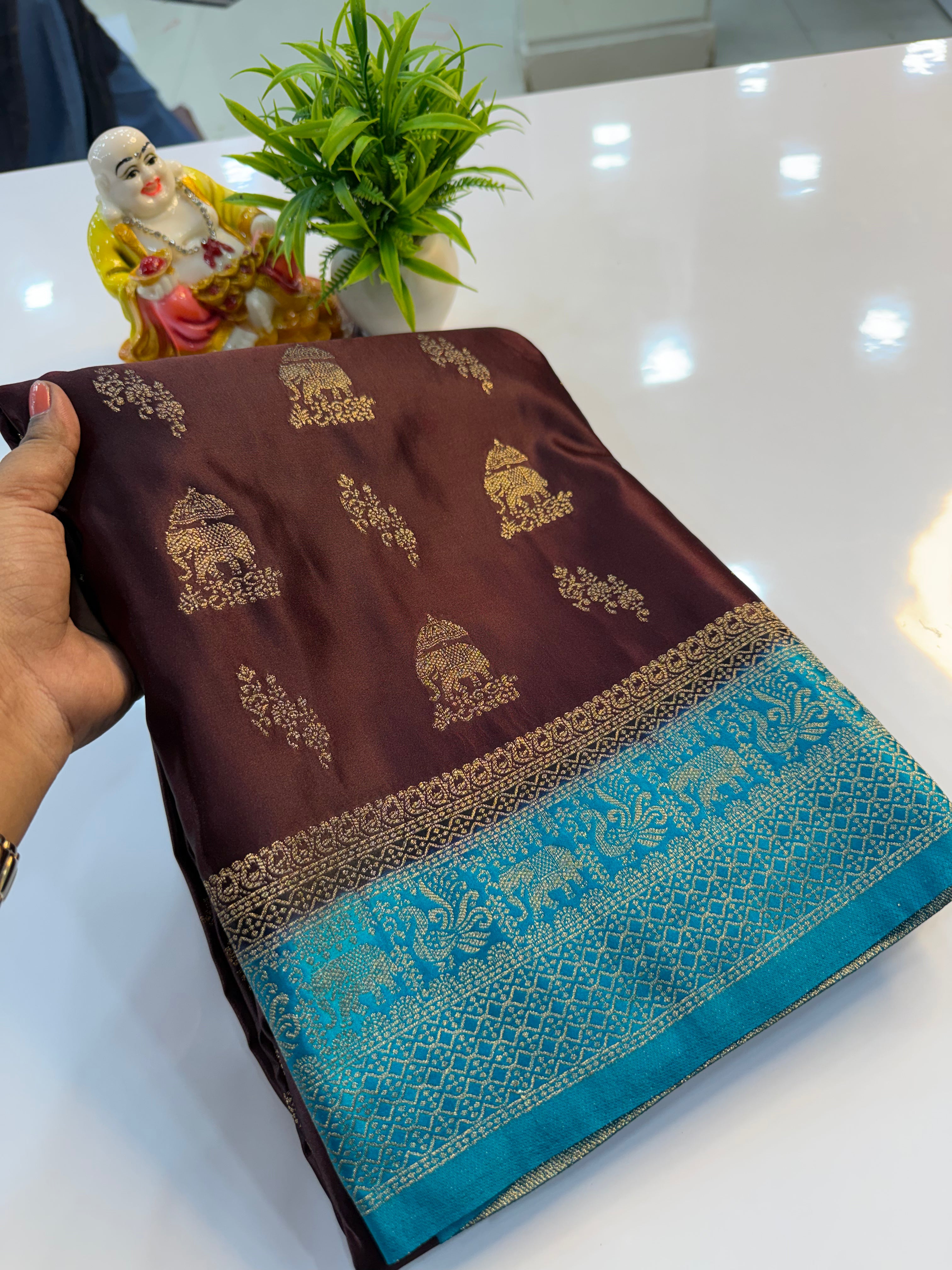 Premium Satin Saree with Rich Pallu & Butta Blouse | Padmavathi Silks and Sarees