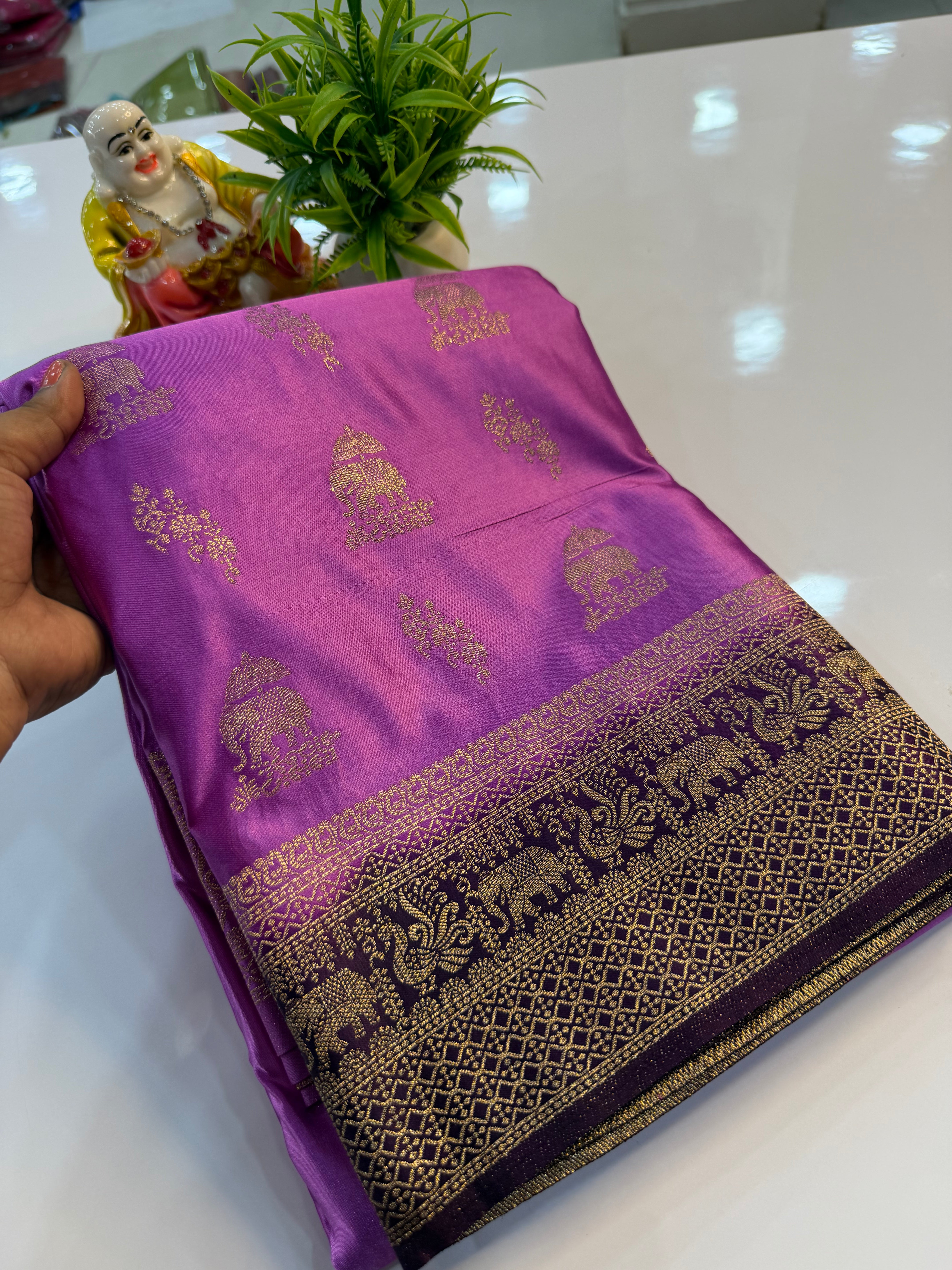 Premium Satin Saree with Rich Pallu & Butta Blouse | Padmavathi Silks and Sarees