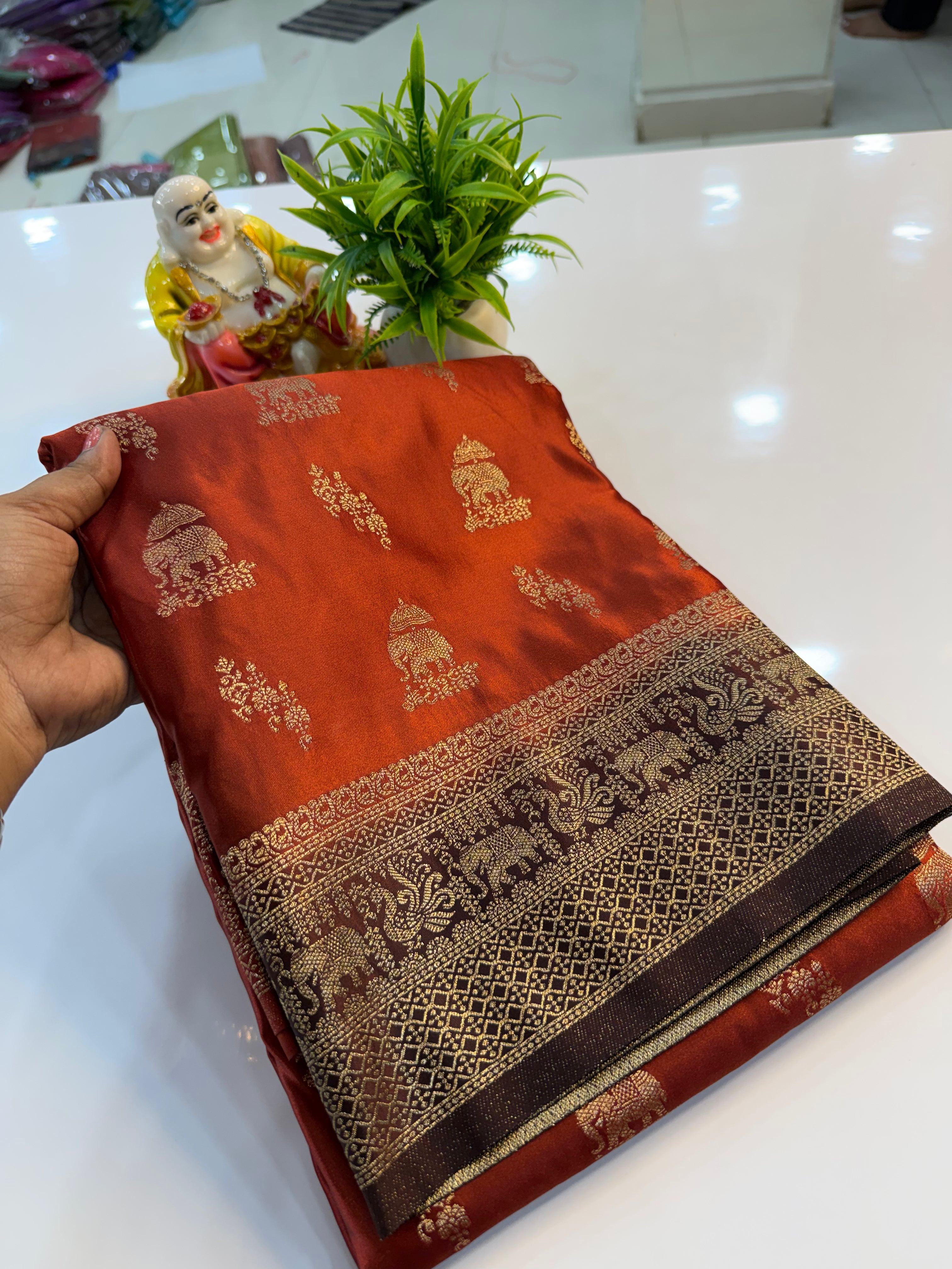 Premium Satin Saree with Rich Pallu & Butta Blouse | Padmavathi Silks and Sarees