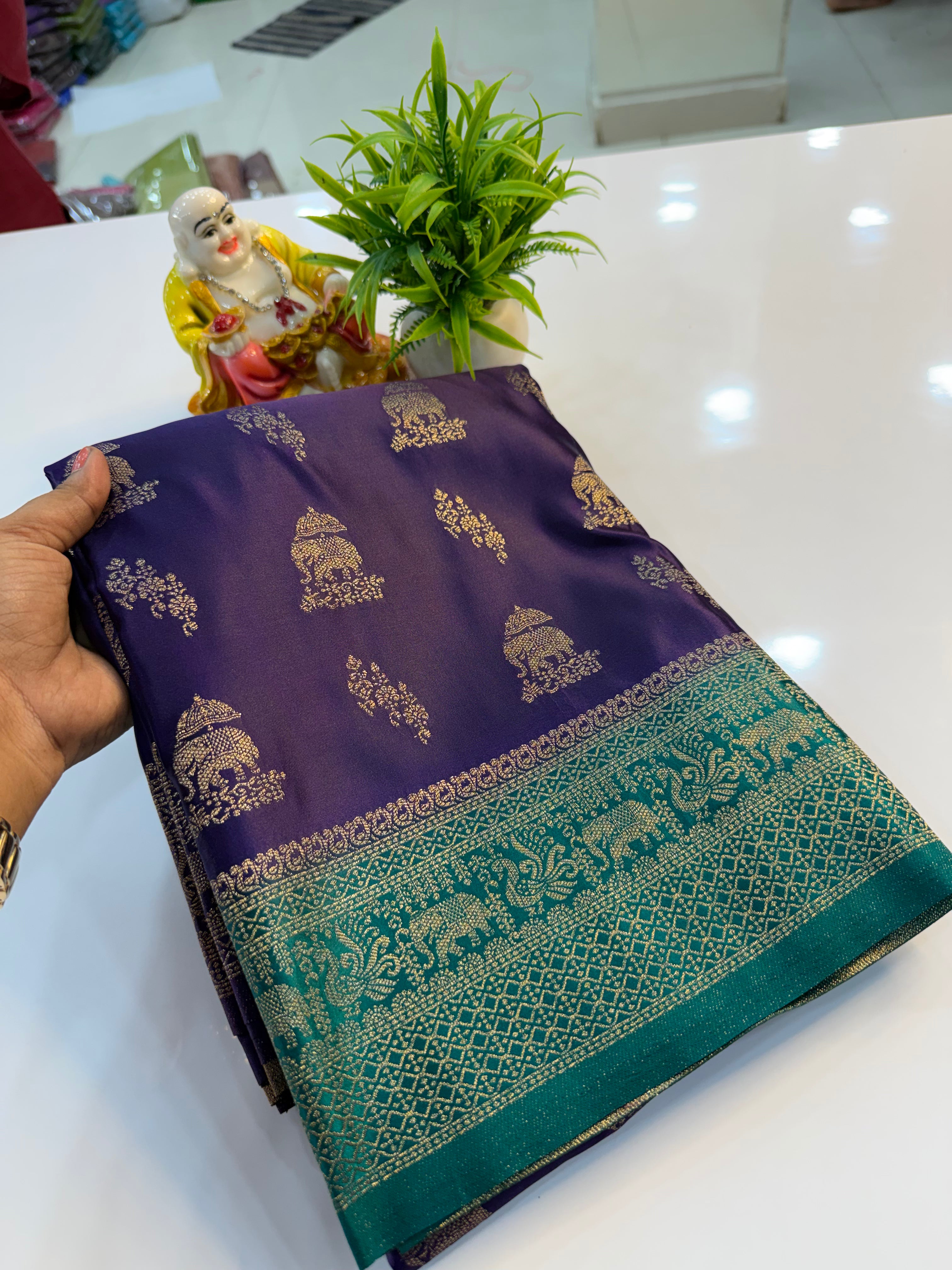 Premium Satin Saree with Rich Pallu & Butta Blouse | Padmavathi Silks and Sarees