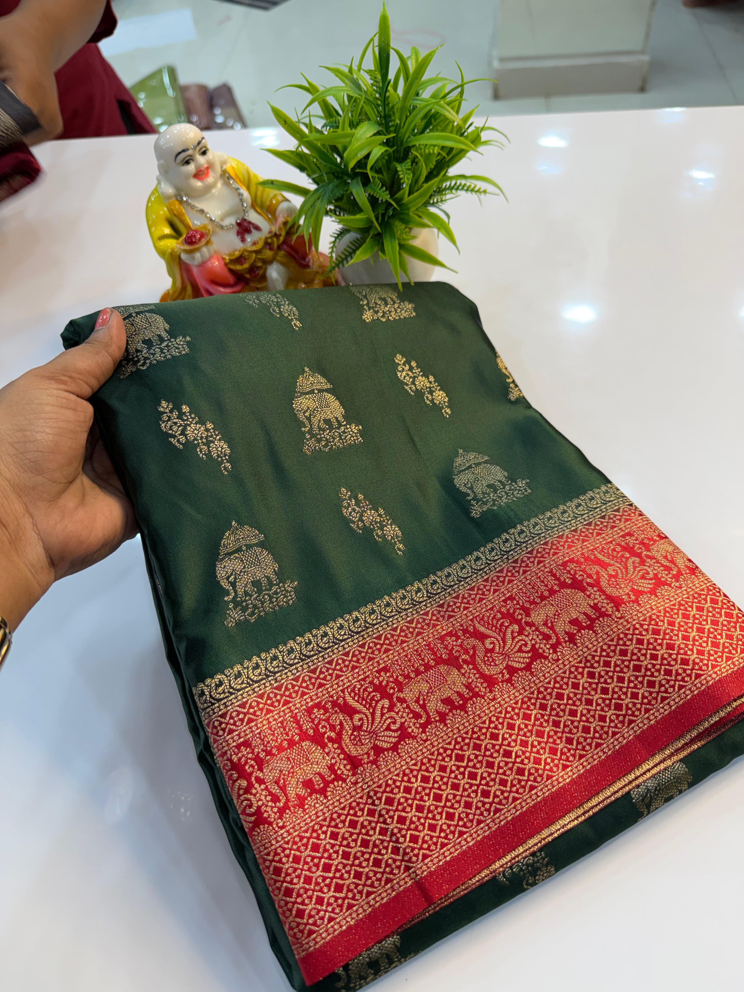 Premium Satin Saree with Rich Pallu & Butta Blouse | Padmavathi Silks and Sarees