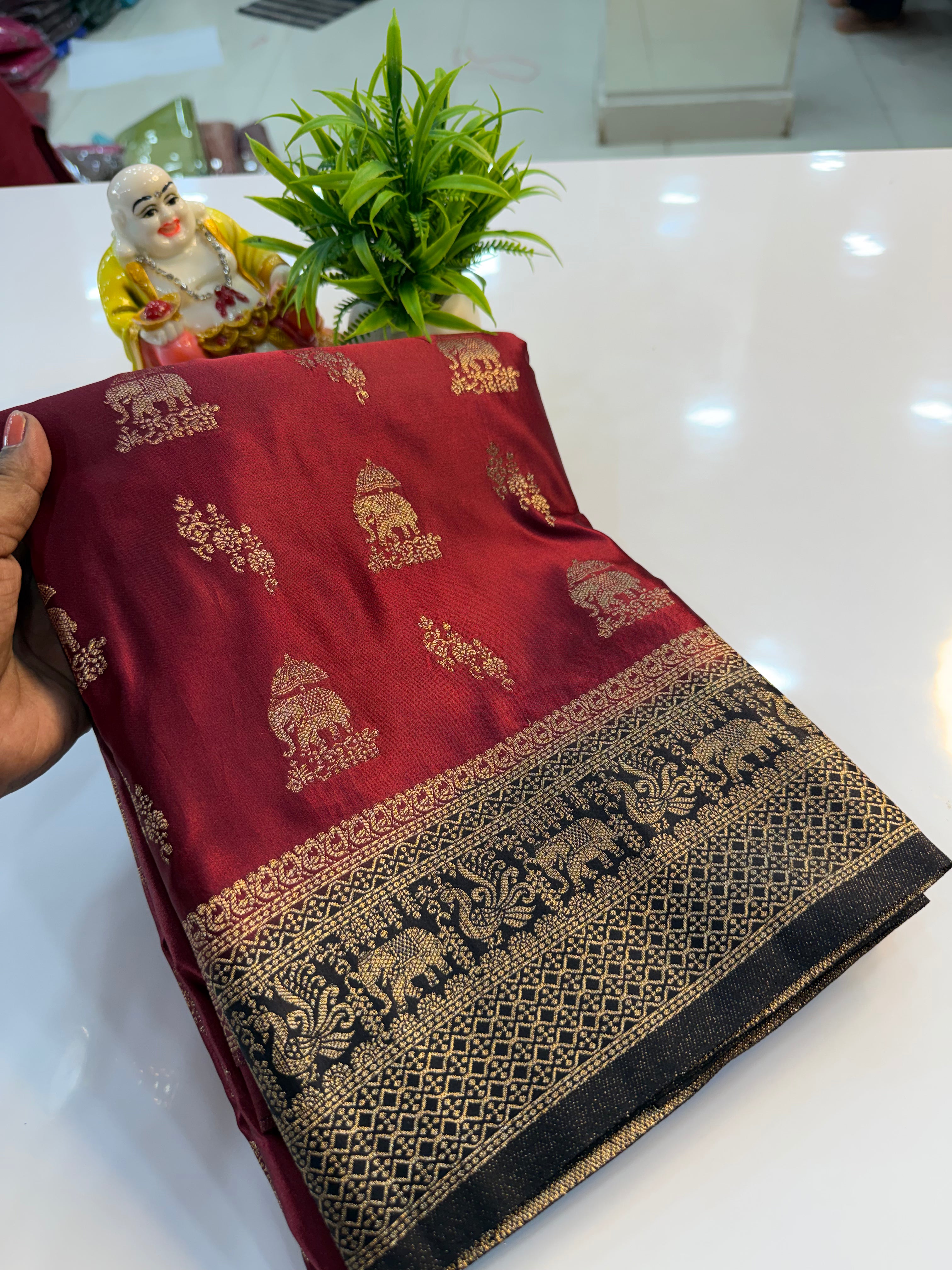 Premium Satin Saree with Rich Pallu & Butta Blouse | Padmavathi Silks and Sarees