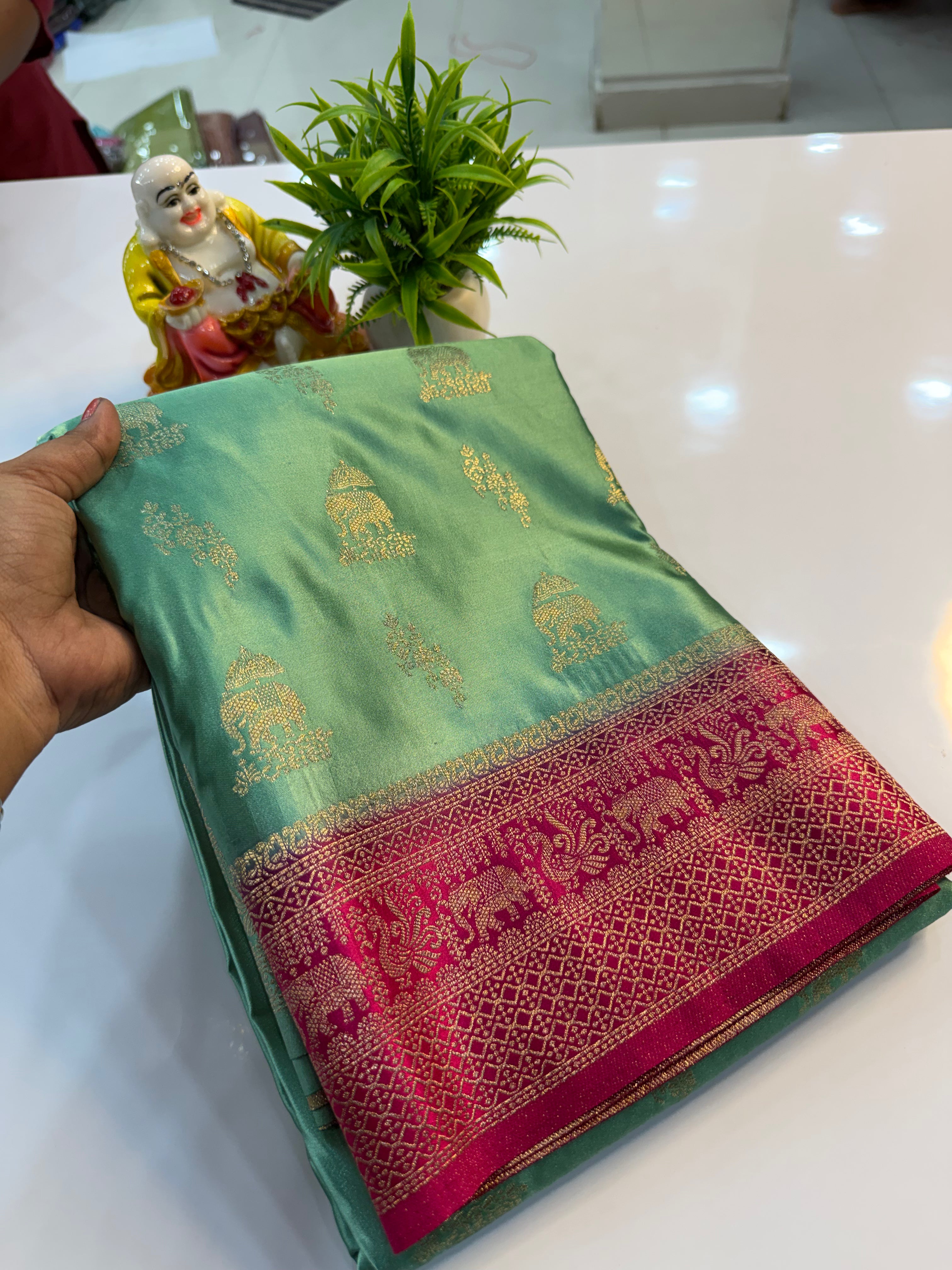 Premium Satin Saree with Rich Pallu & Butta Blouse | Padmavathi Silks and Sarees