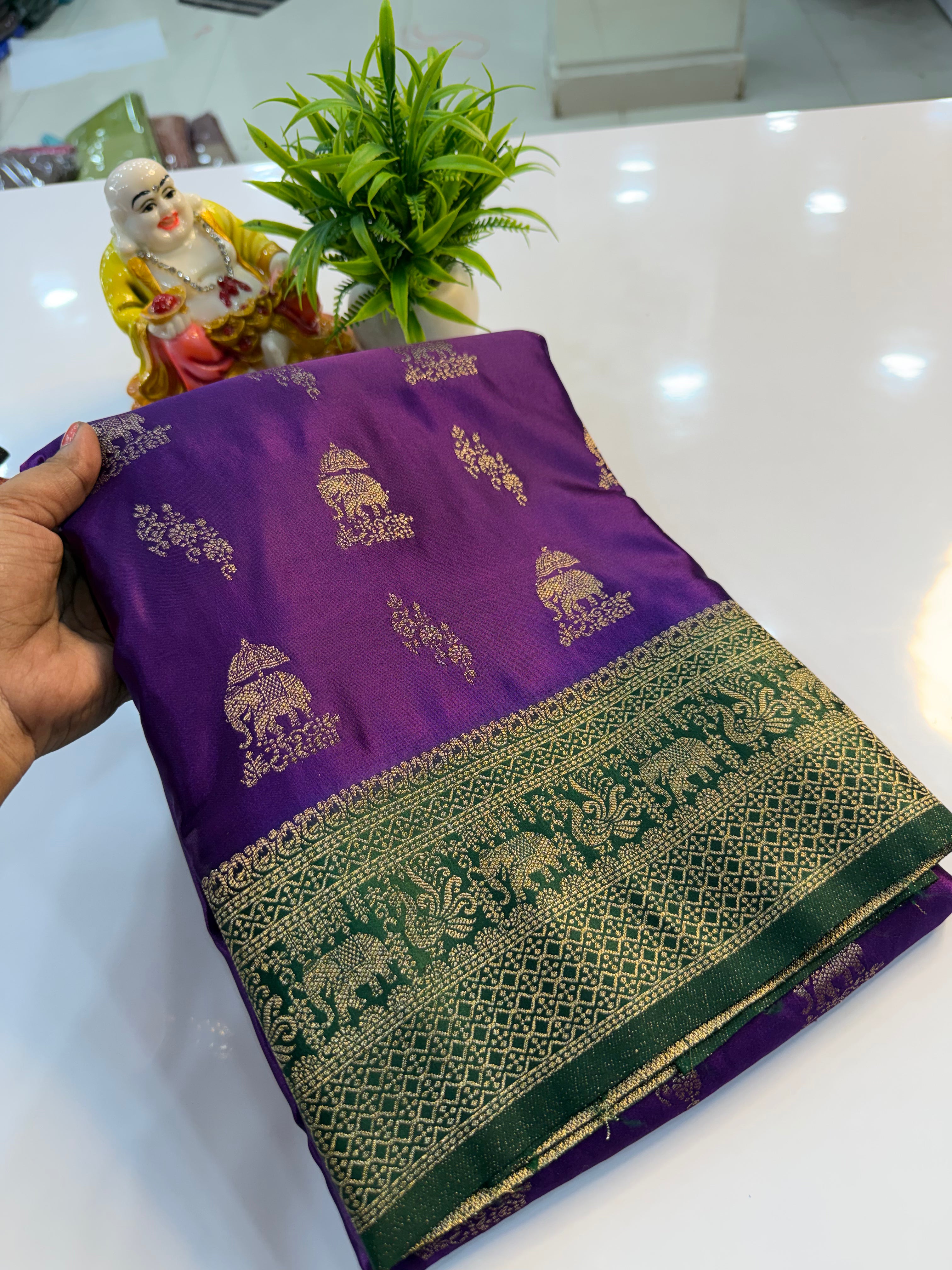 Premium Satin Saree with Rich Pallu & Butta Blouse | Padmavathi Silks and Sarees