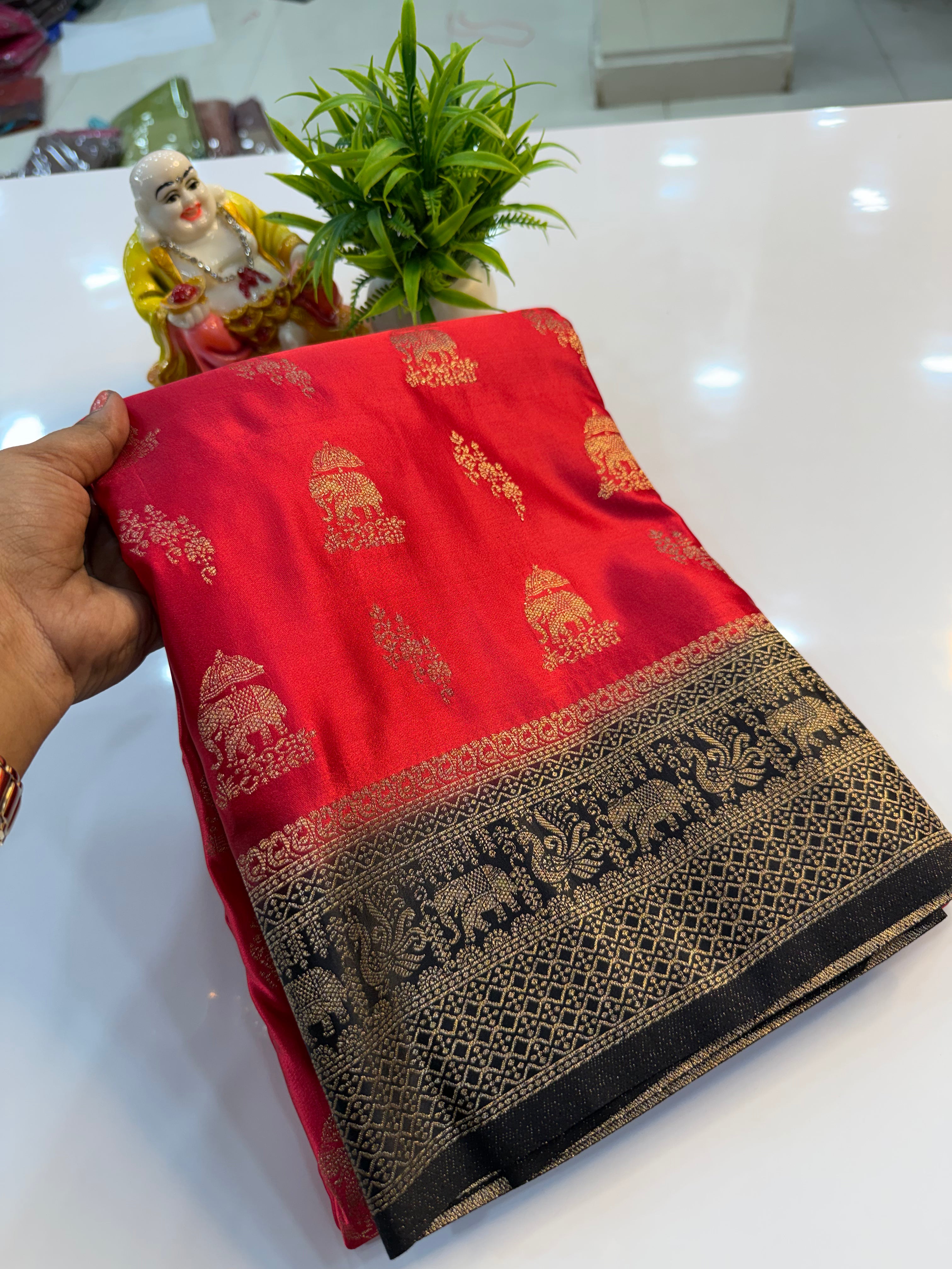 Premium Satin Saree with Rich Pallu & Butta Blouse | Padmavathi Silks and Sarees
