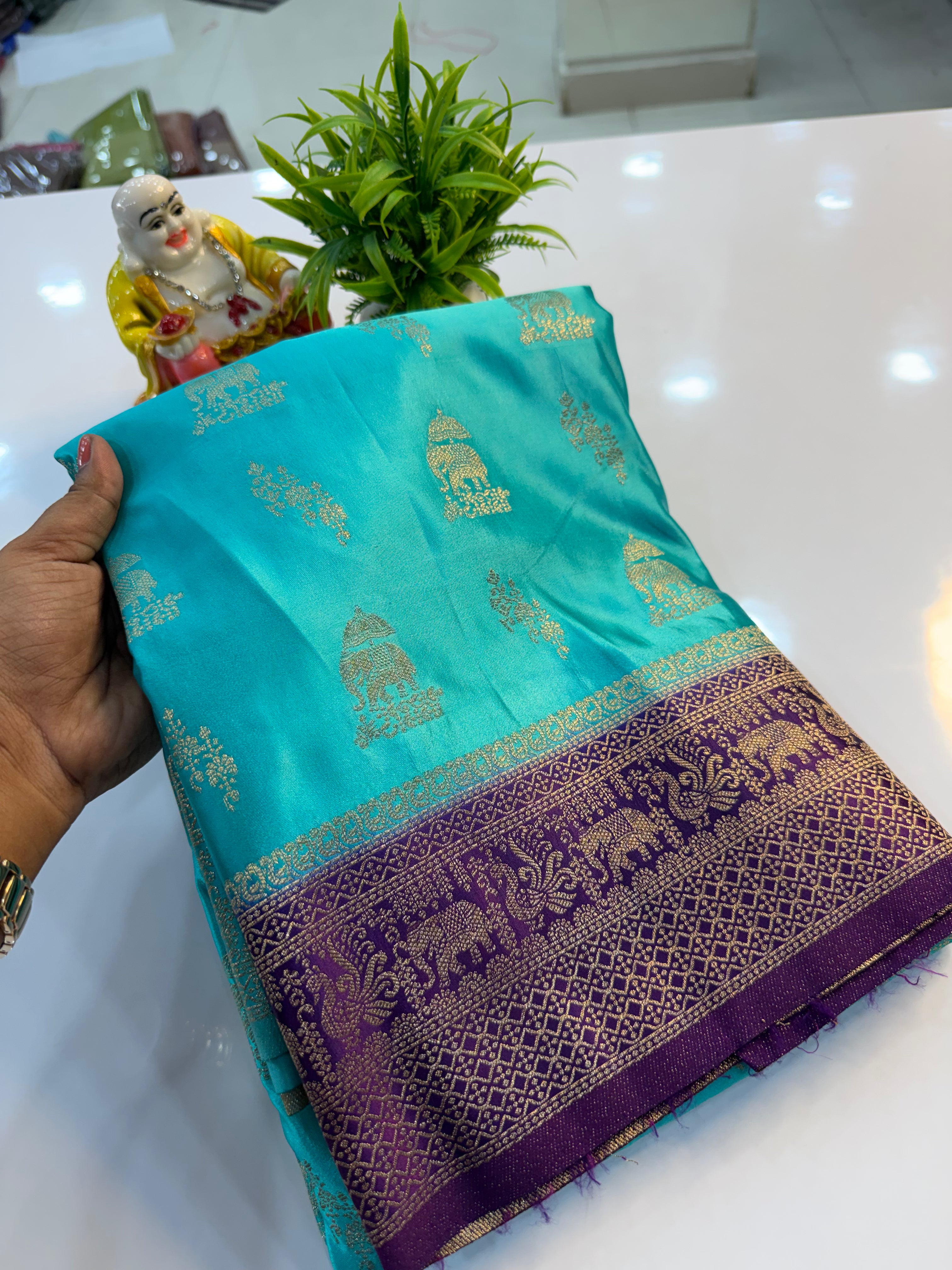 Premium Satin Saree with Rich Pallu & Butta Blouse | Padmavathi Silks and Sarees