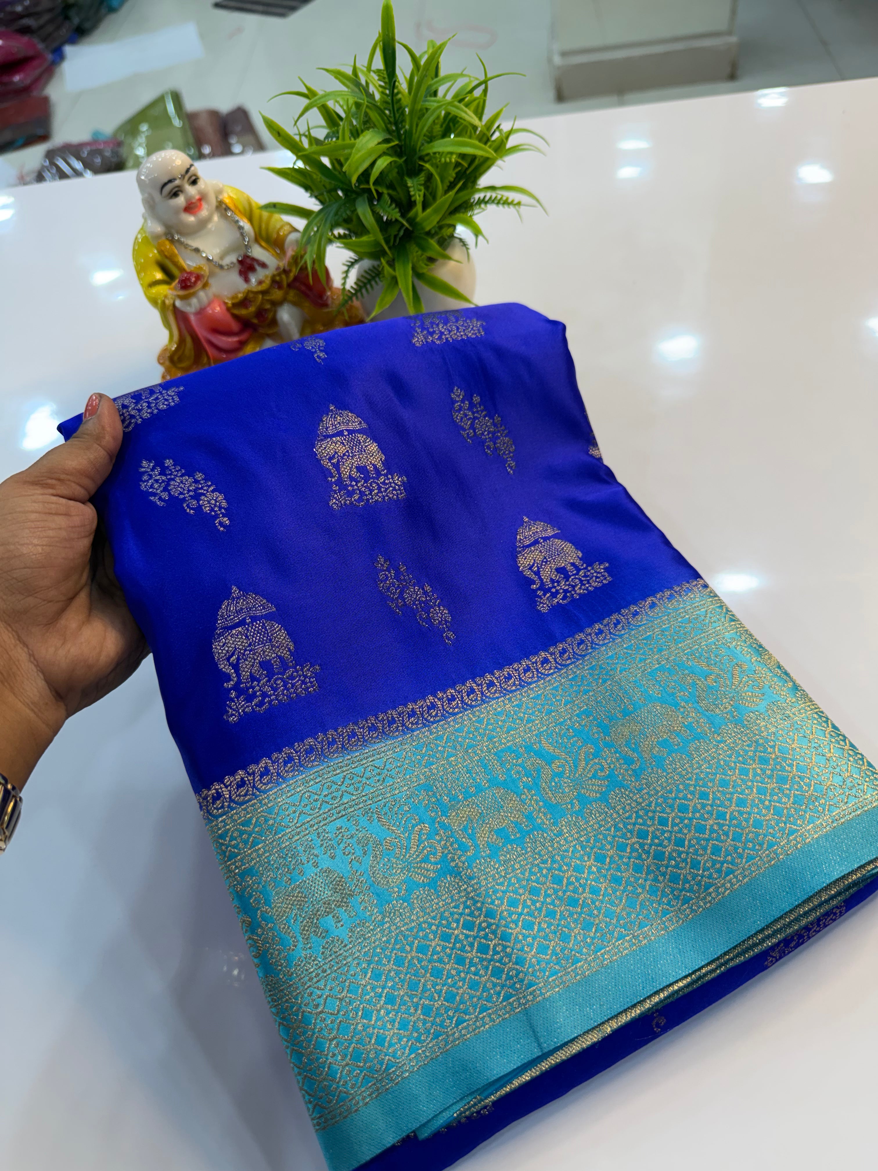 Premium Satin Saree with Rich Pallu & Butta Blouse | Padmavathi Silks and Sarees