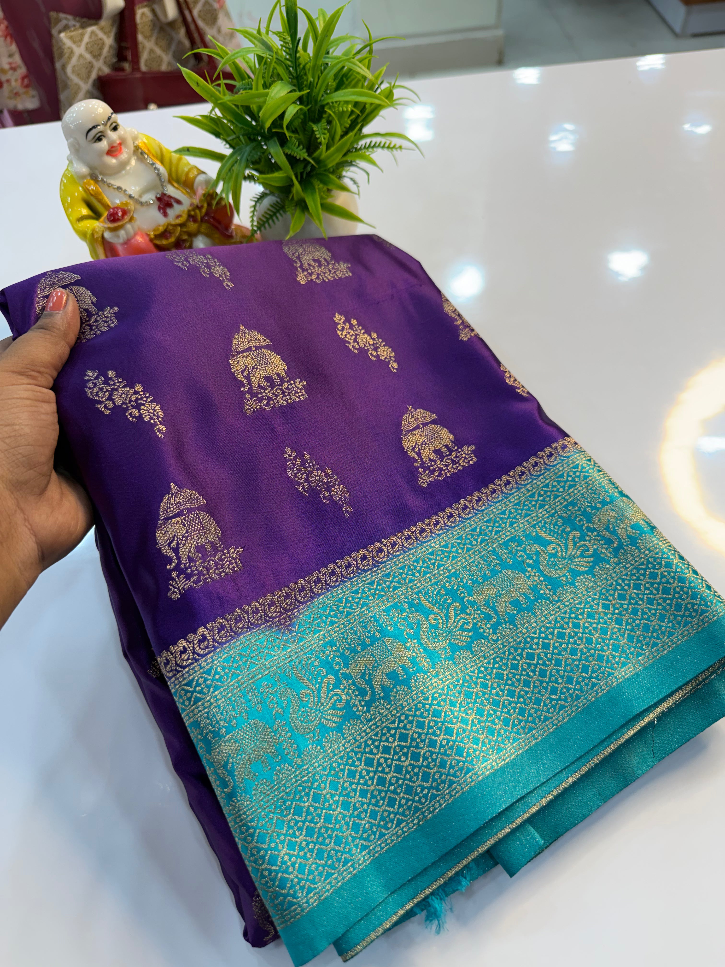 Premium Satin Saree with Rich Pallu & Butta Blouse | Padmavathi Silks and Sarees