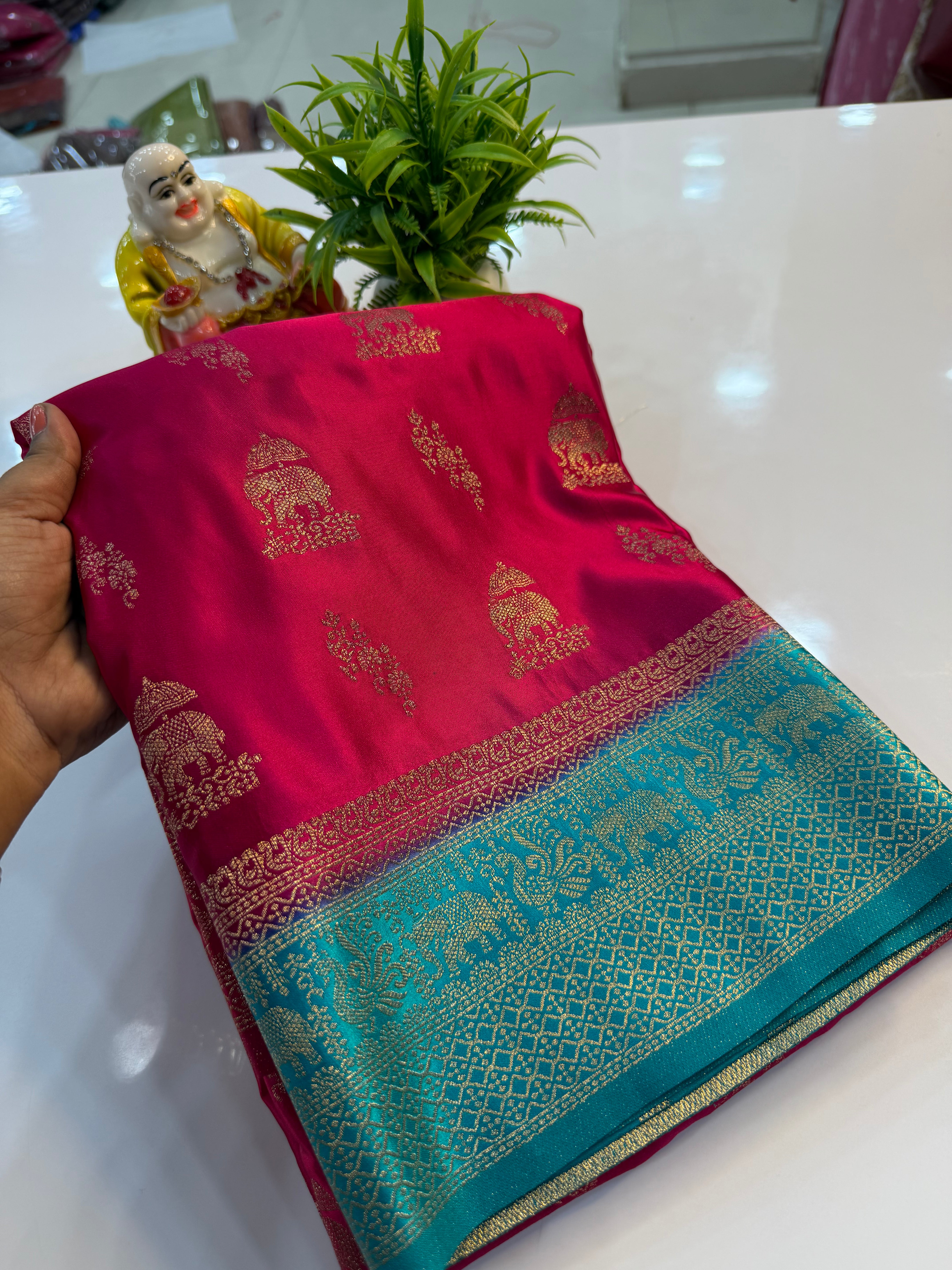 Premium Satin Saree with Rich Pallu & Butta Blouse | Padmavathi Silks and Sarees