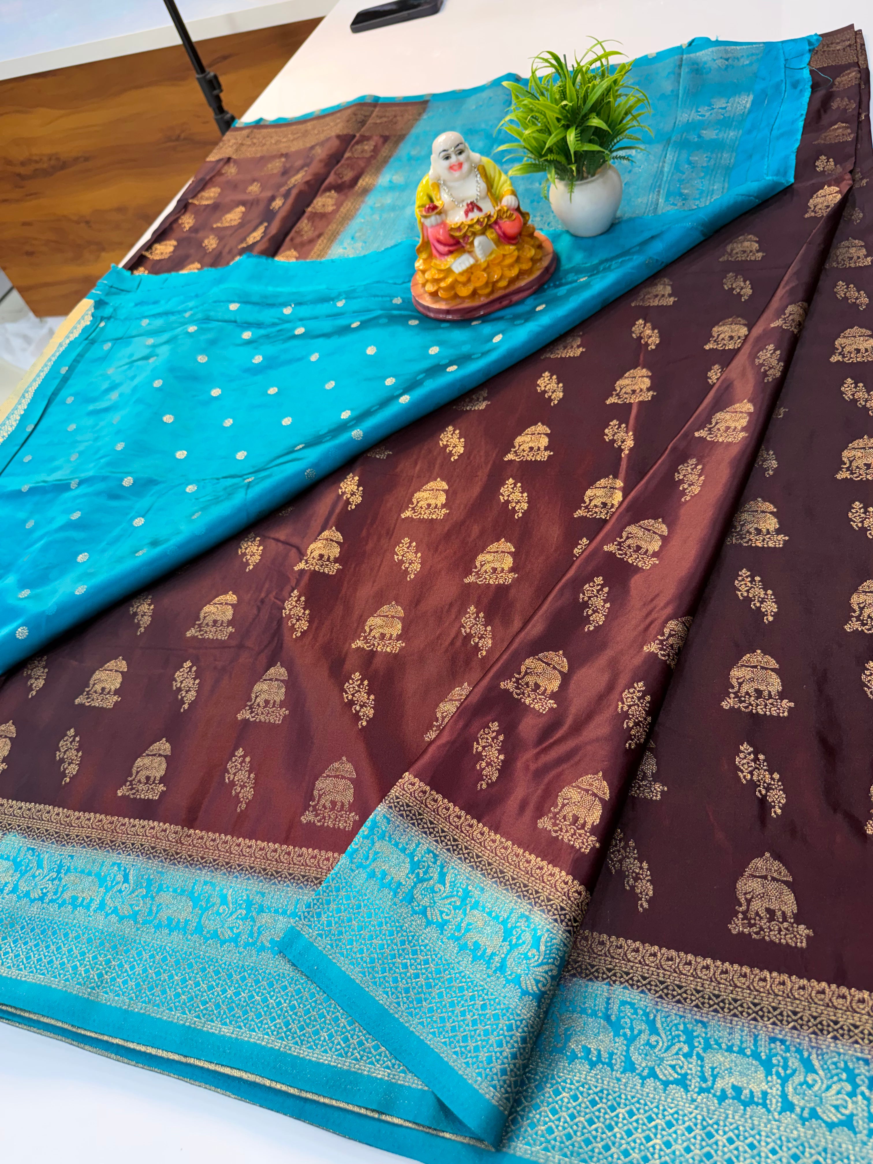 Premium Satin Saree with Rich Pallu & Butta Blouse | Padmavathi Silks and Sarees