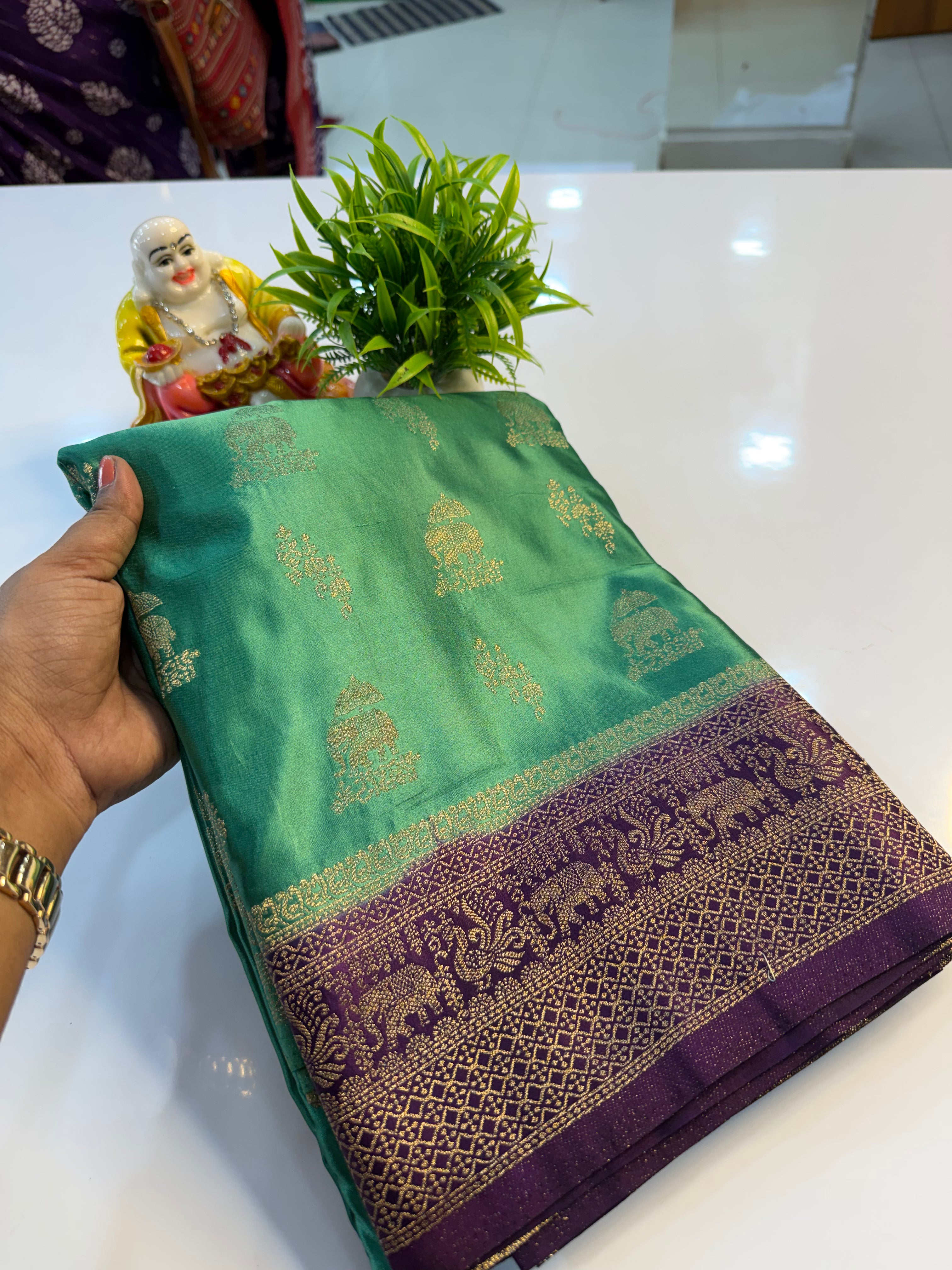 Premium Satin Saree with Rich Pallu & Butta Blouse | Padmavathi Silks and Sarees