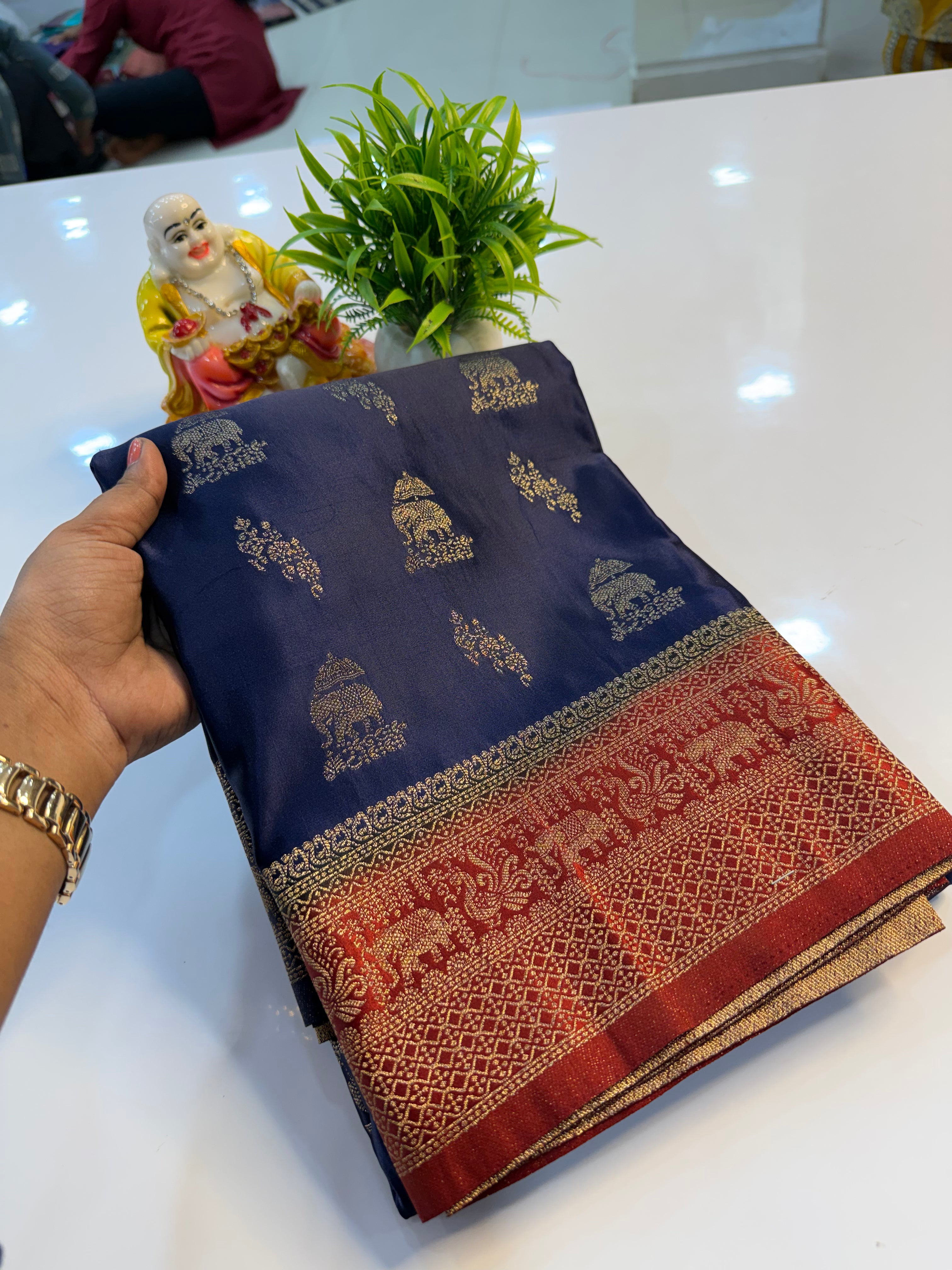 Premium Satin Saree with Rich Pallu & Butta Blouse | Padmavathi Silks and Sarees