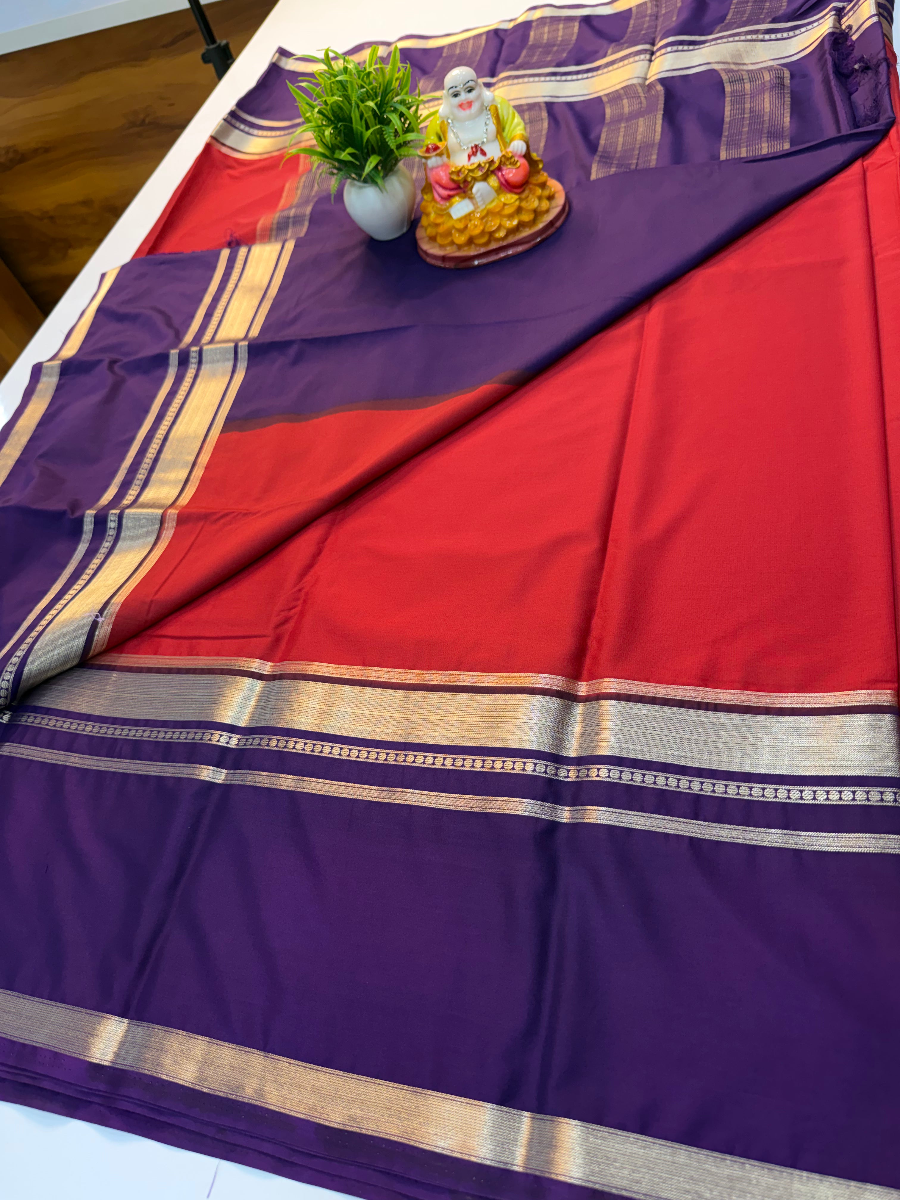 Premium Mysore Crepe Silk Saree with Elegant Bentex Border | Padmavathi Silks and Sarees…