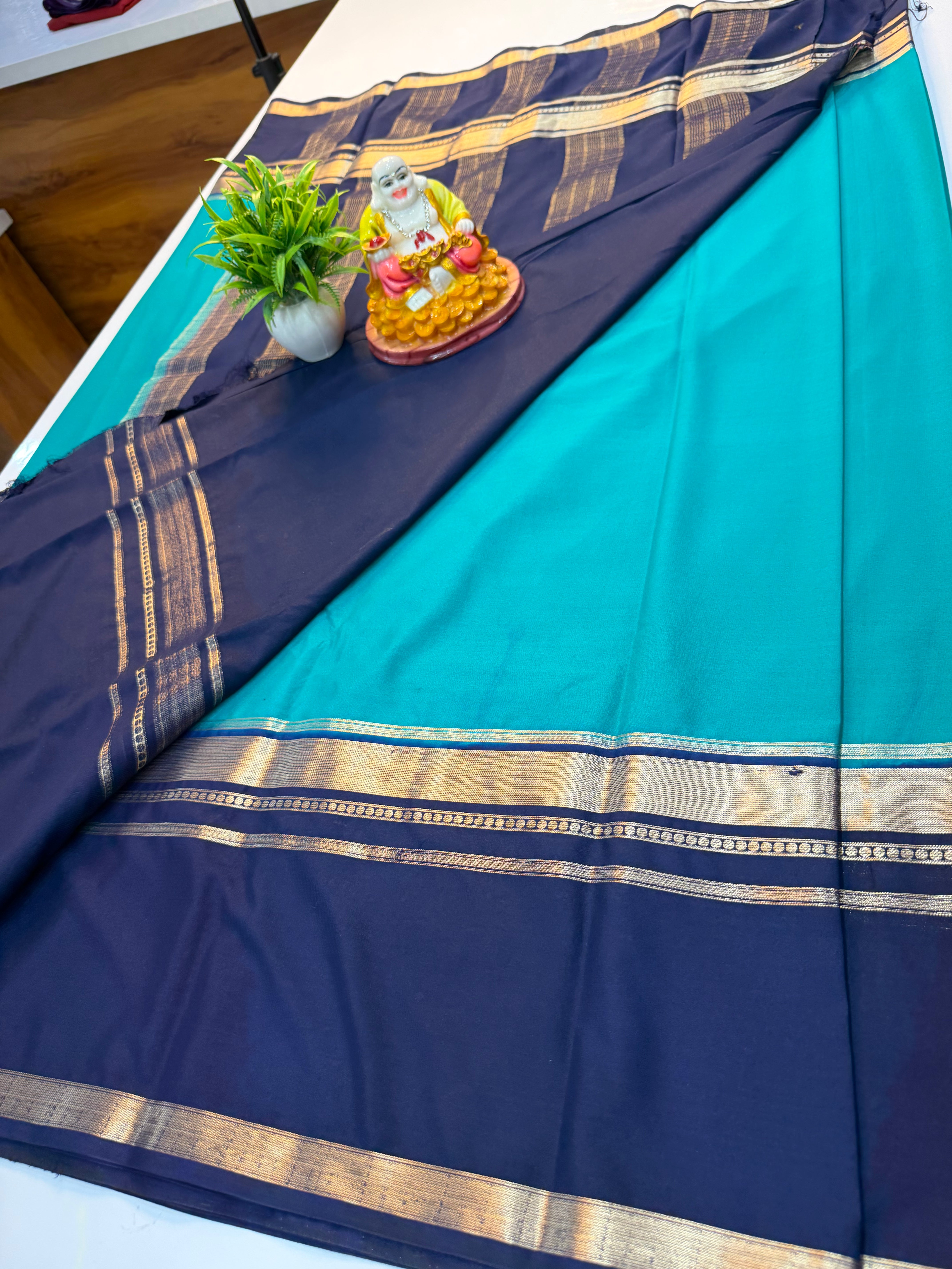 Premium Mysore Crepe Silk Saree with Elegant Bentex Border | Padmavathi Silks and Sarees…