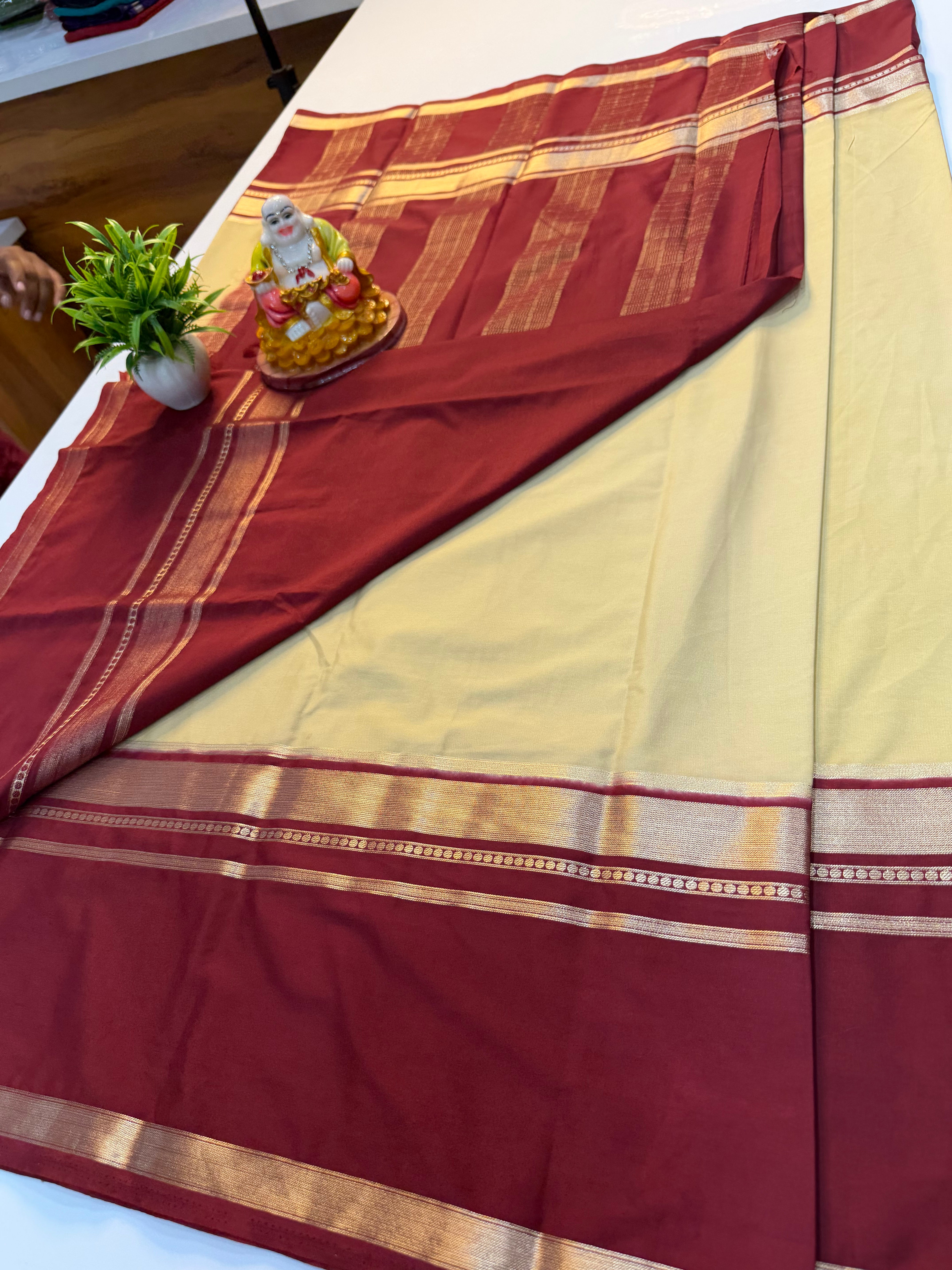 Premium Mysore Crepe Silk Saree with Elegant Bentex Border | Padmavathi Silks and Sarees…