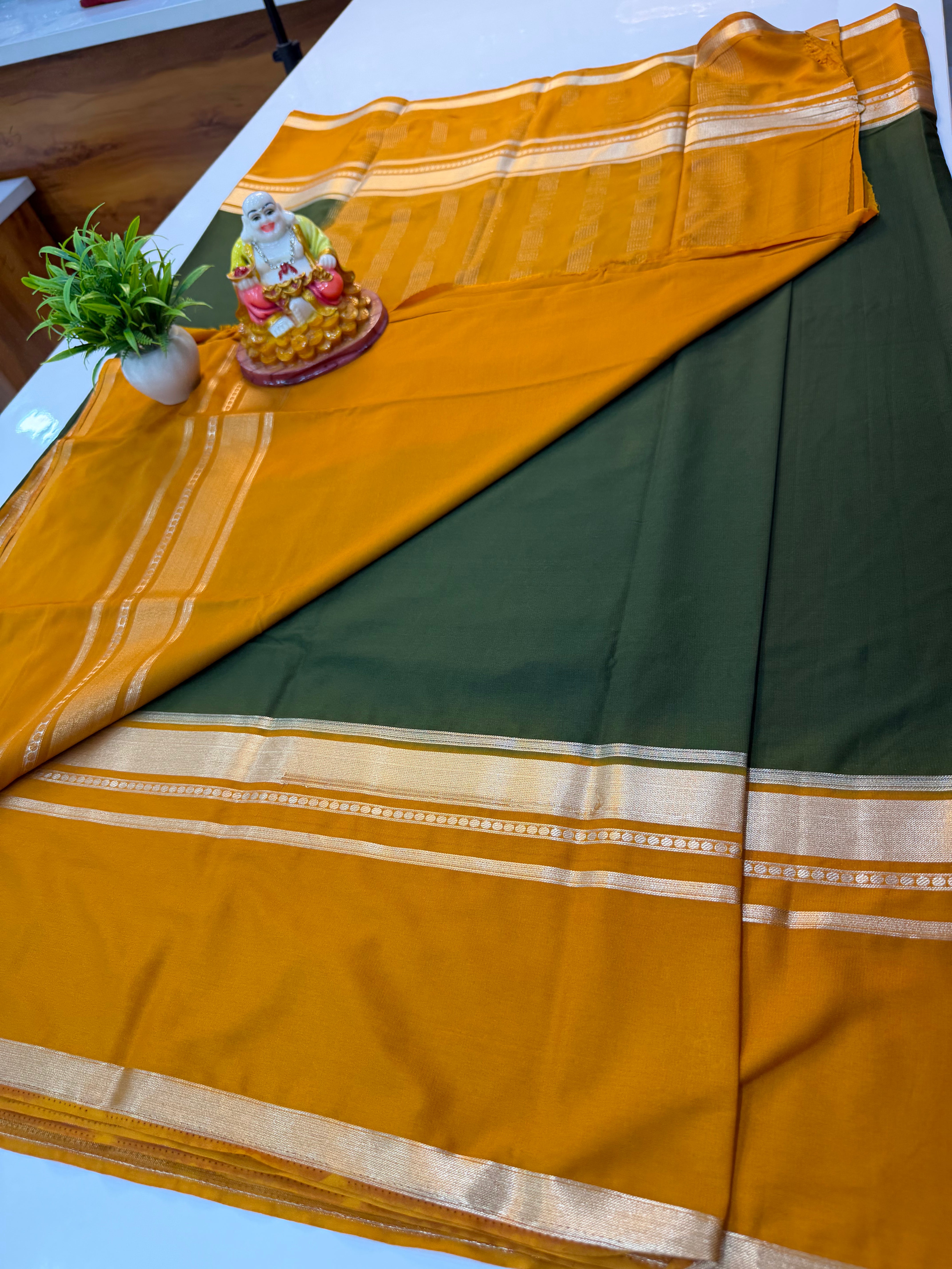 Premium Mysore Crepe Silk Saree with Elegant Bentex Border | Padmavathi Silks and Sarees…