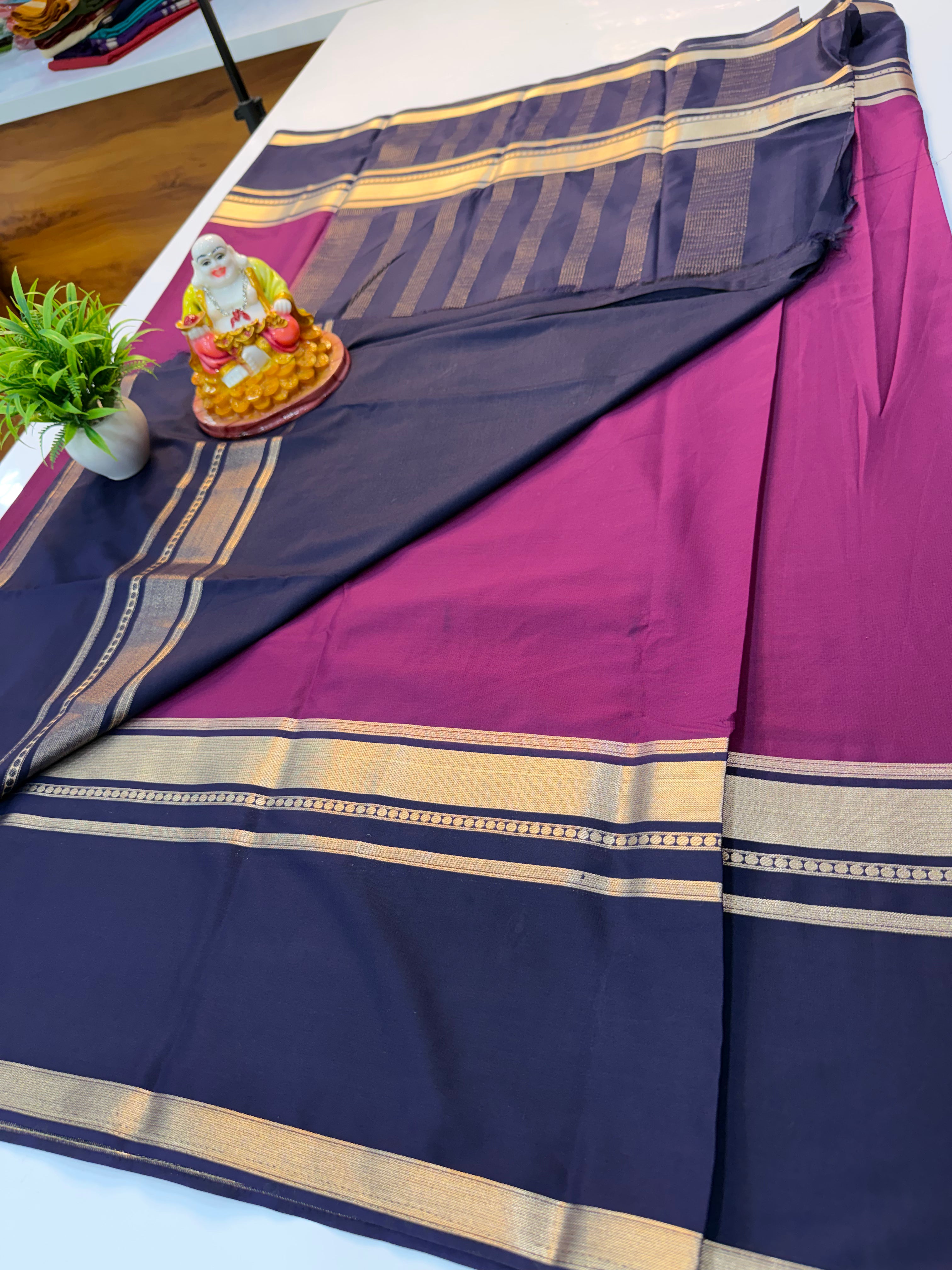 Premium Mysore Crepe Silk Saree with Elegant Bentex Border | Padmavathi Silks and Sarees…