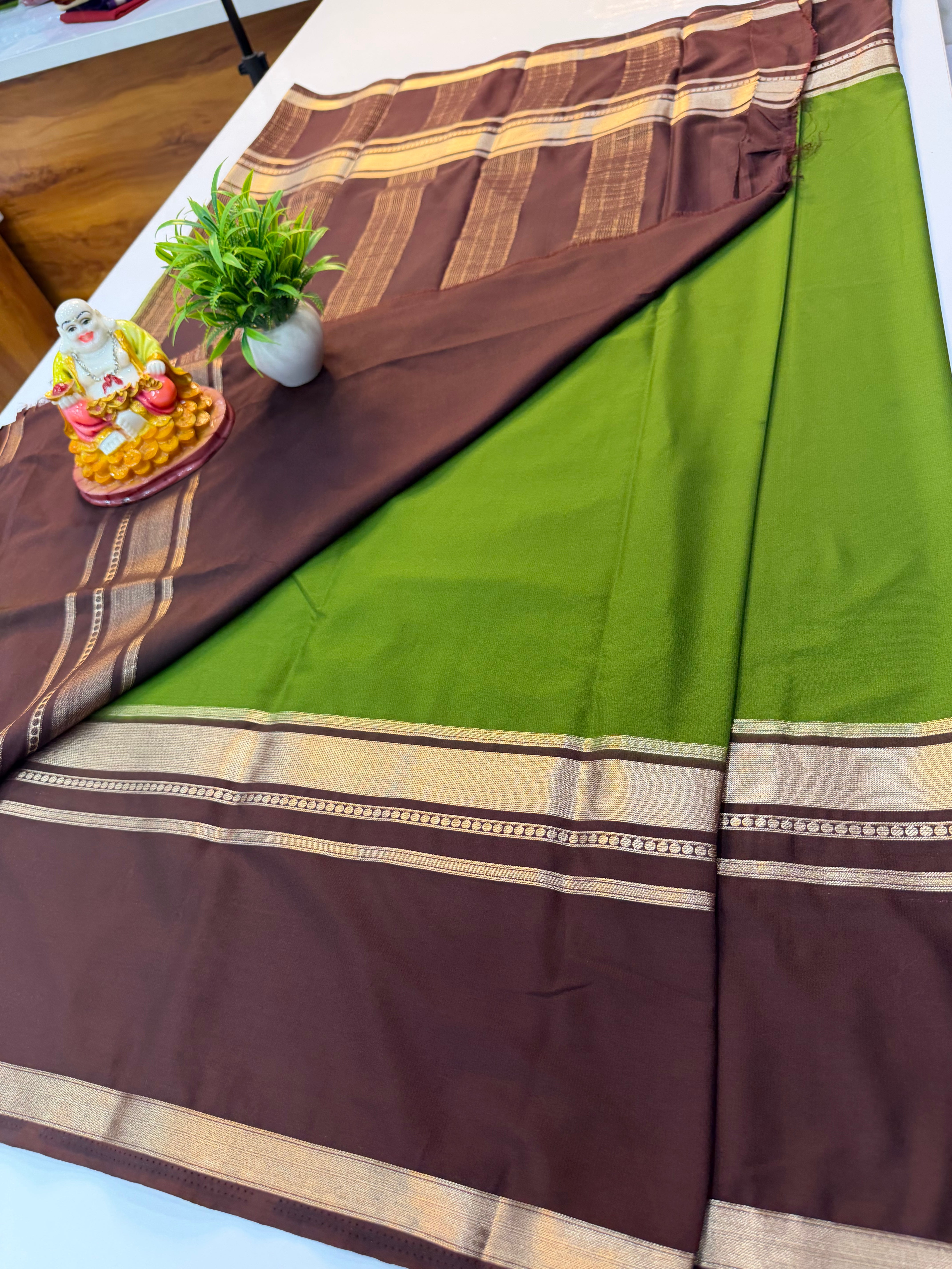 Premium Mysore Crepe Silk Saree with Elegant Bentex Border | Padmavathi Silks and Sarees…