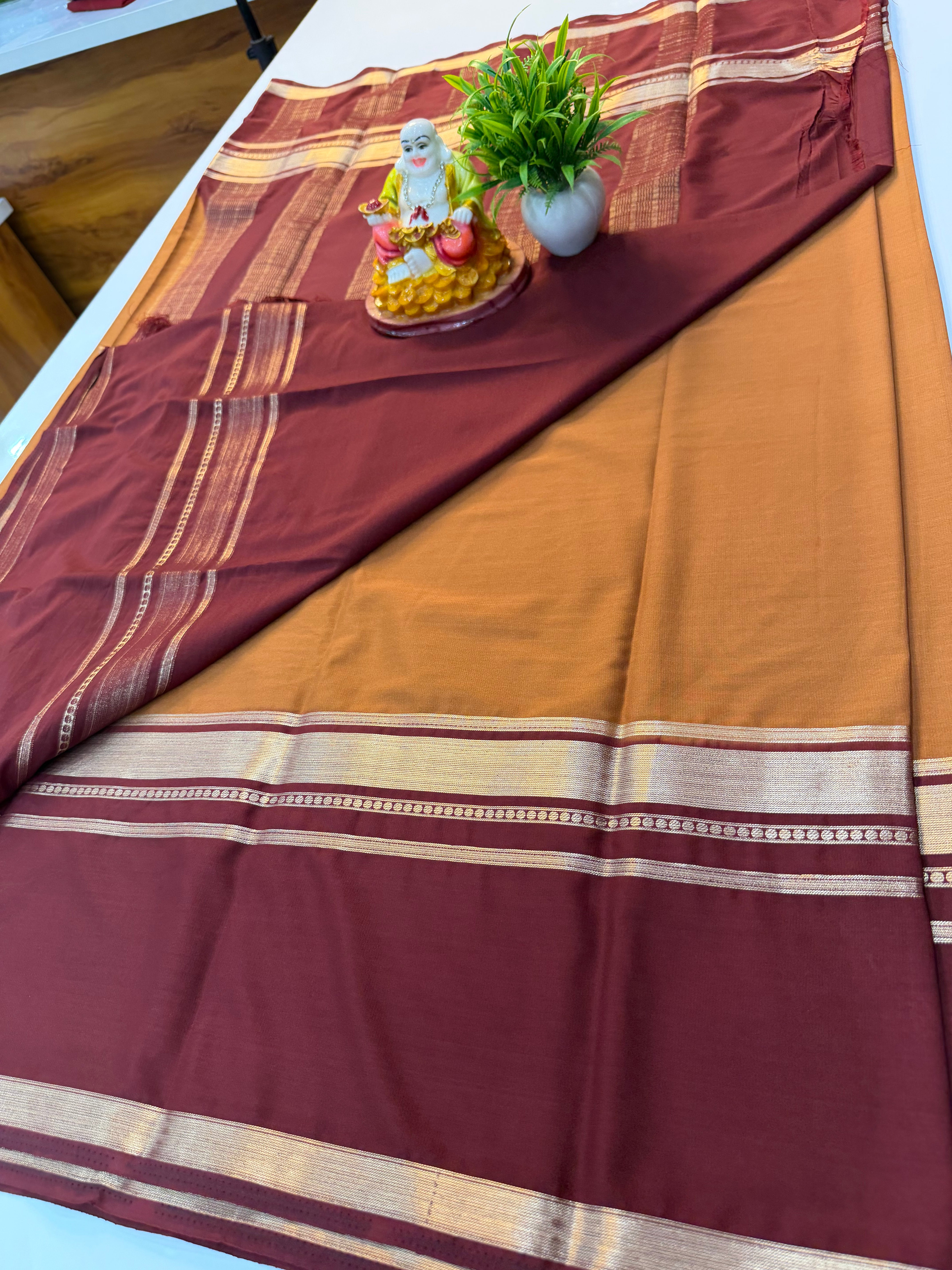 Premium Mysore Crepe Silk Saree with Elegant Bentex Border | Padmavathi Silks and Sarees…
