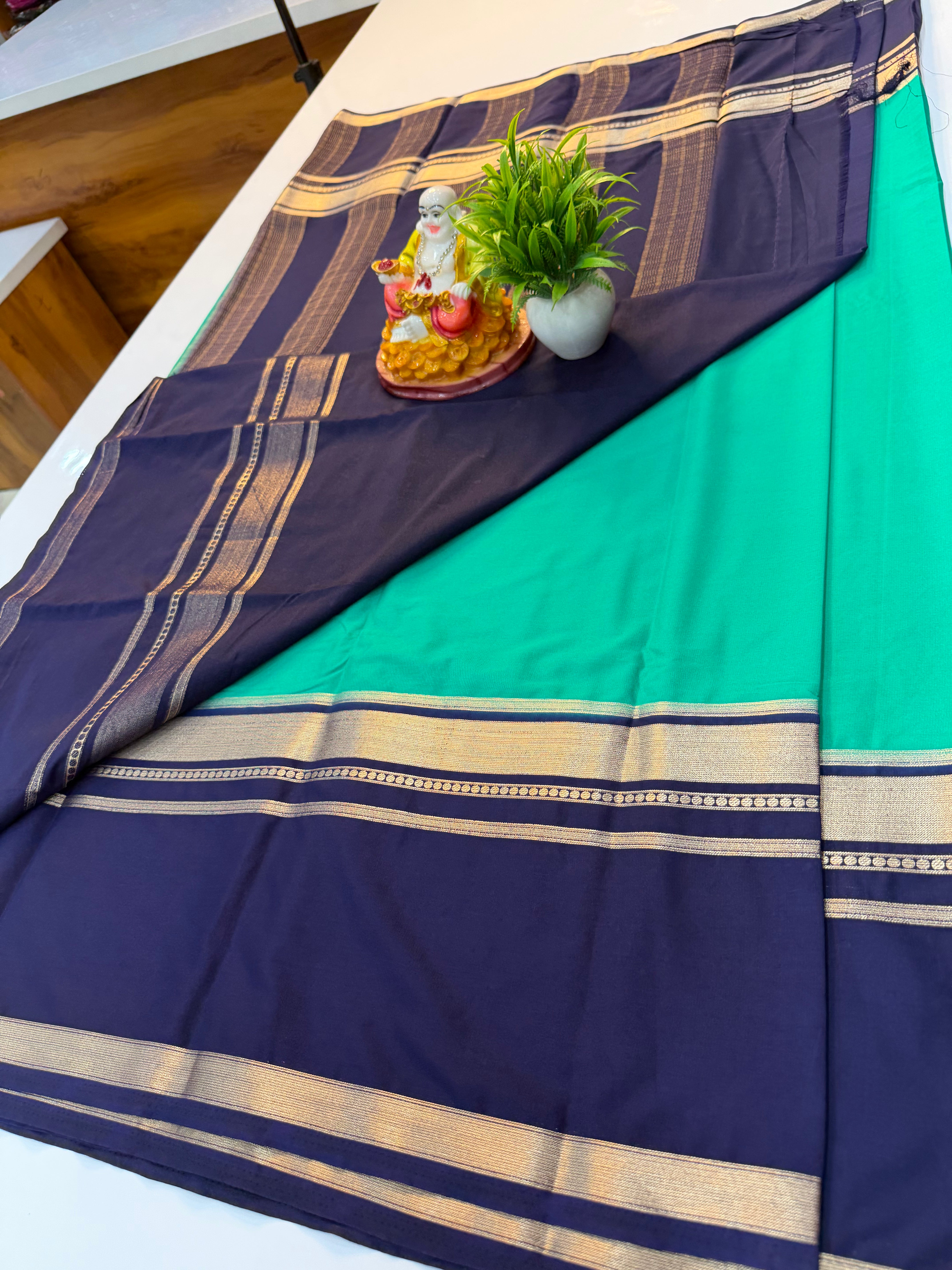Premium Mysore Crepe Silk Saree with Elegant Bentex Border | Padmavathi Silks and Sarees…