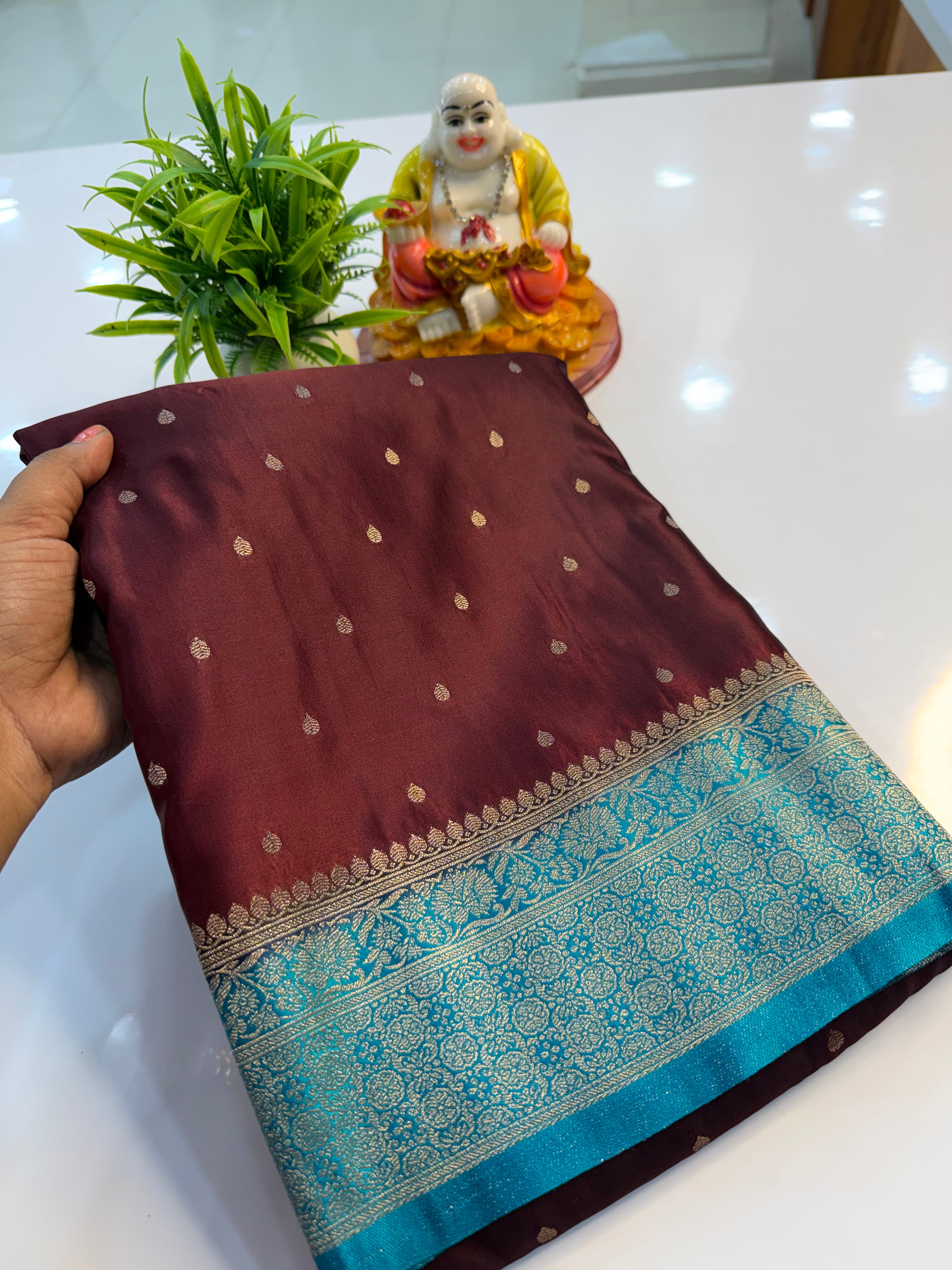 Premium Satin Saree with Buttas | Rich Pallu & Butta Blouse