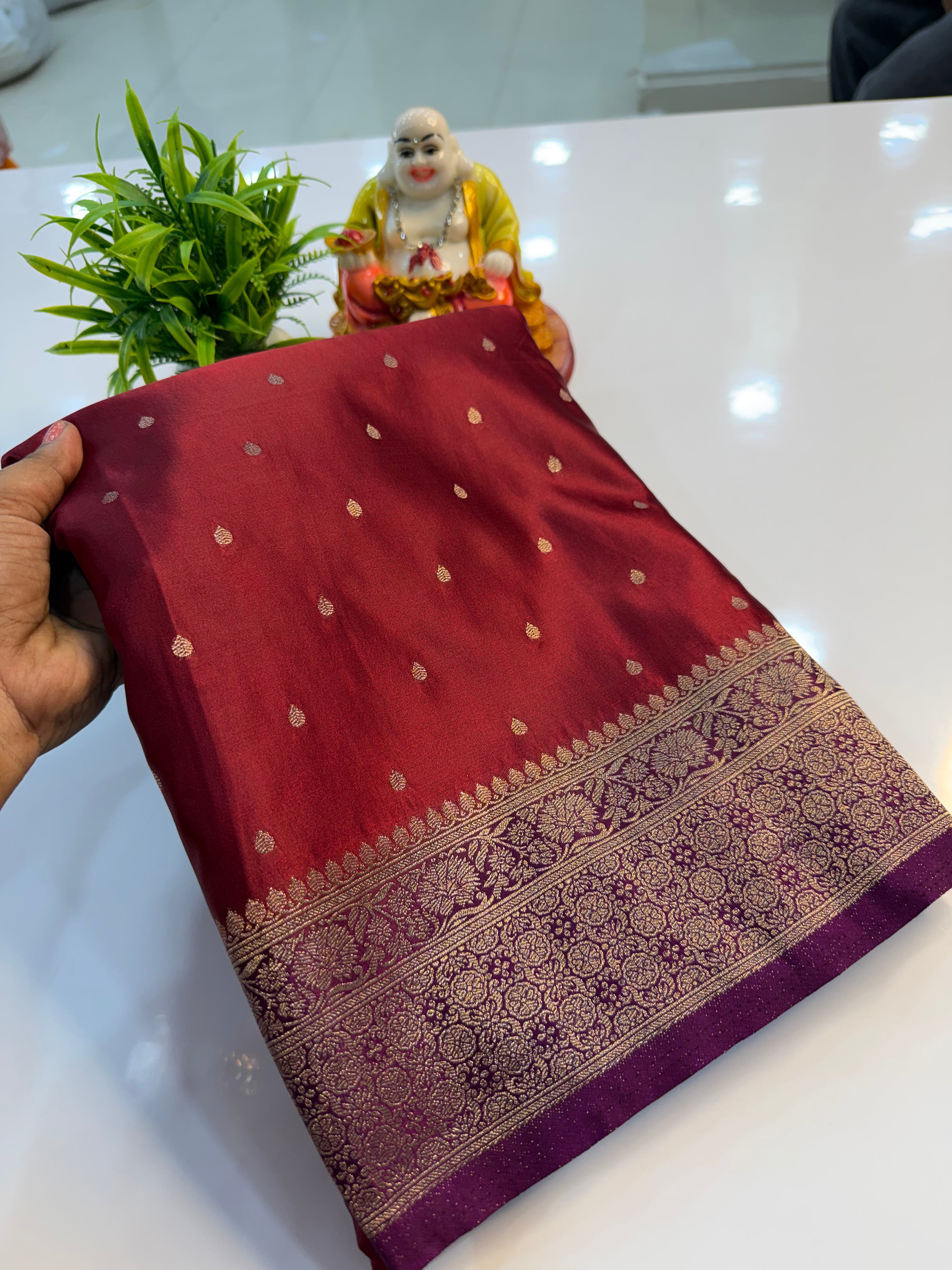 Premium Satin Saree with Buttas | Rich Pallu & Butta Blouse