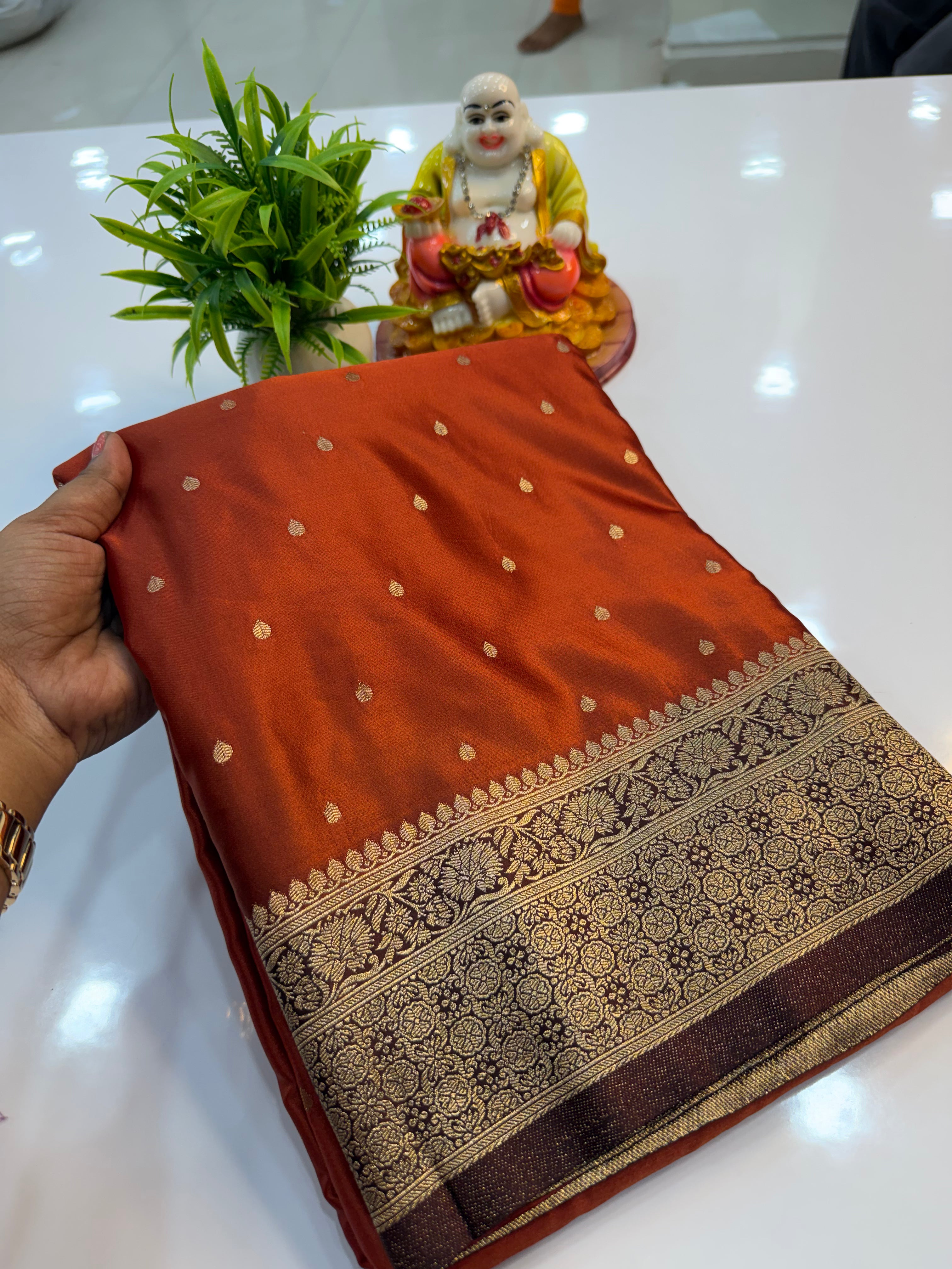 Premium Satin Saree with Buttas | Rich Pallu & Butta Blouse