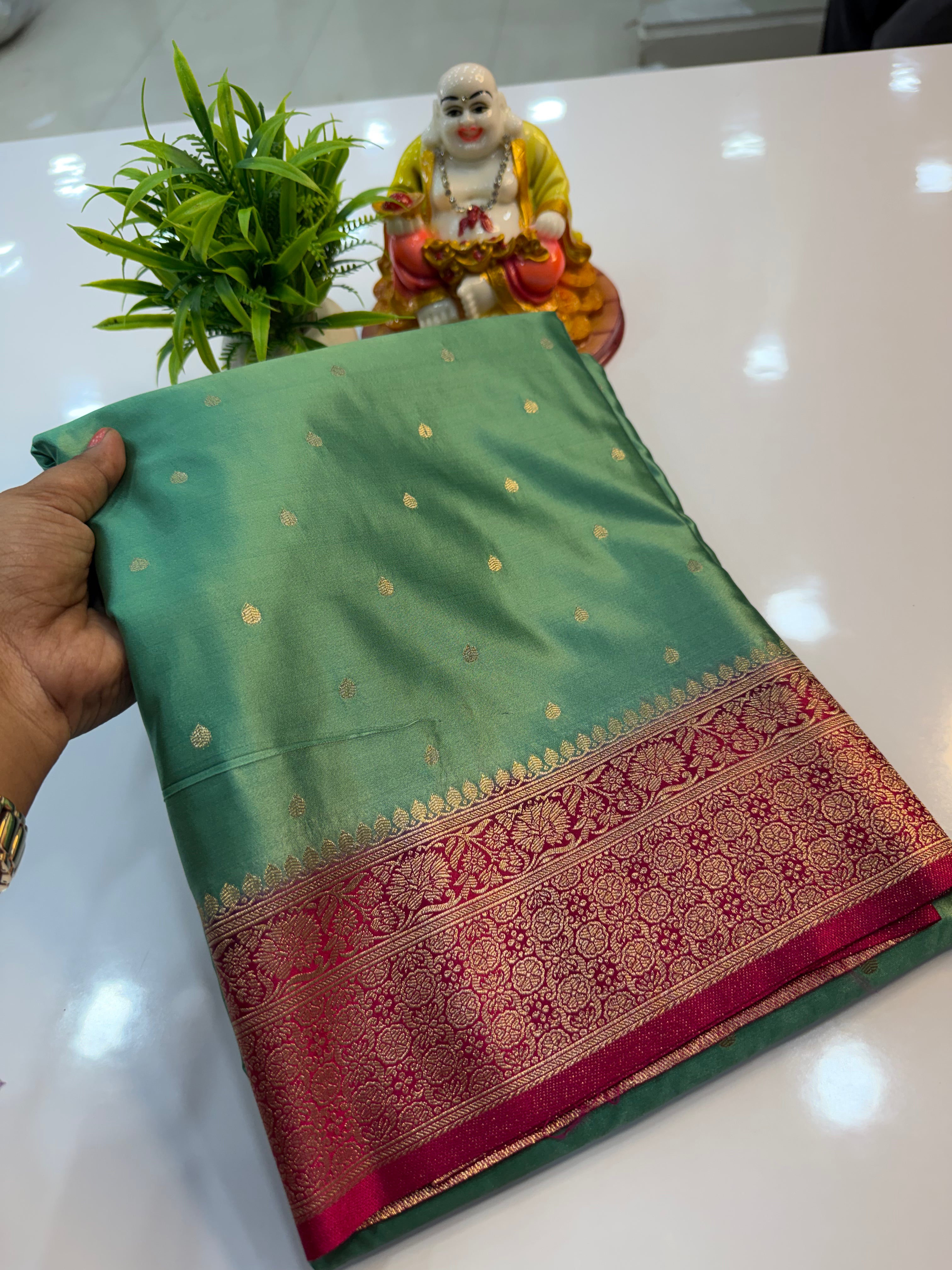 Premium Satin Saree with Buttas | Rich Pallu & Butta Blouse