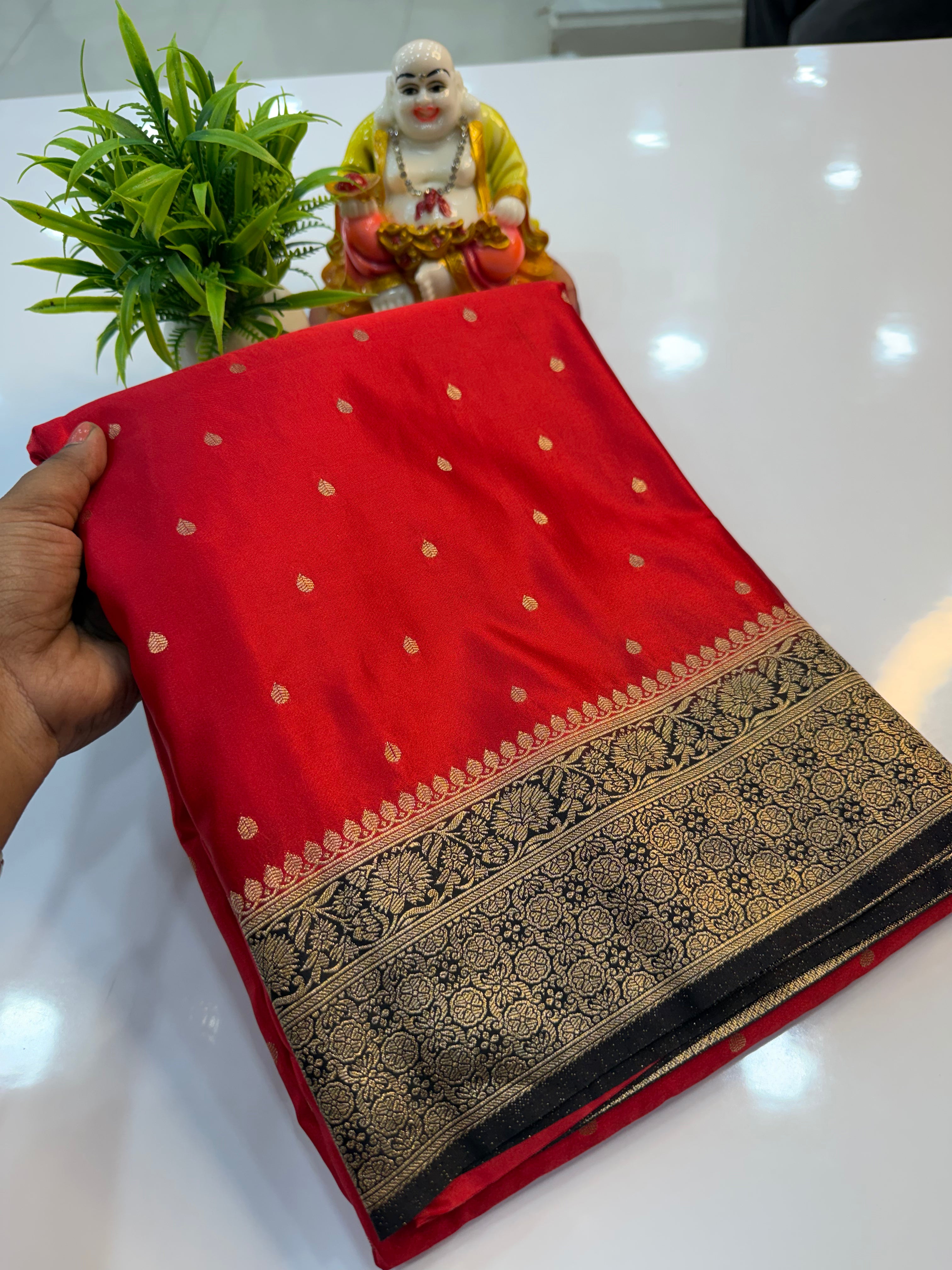 Premium Satin Saree with Buttas | Rich Pallu & Butta Blouse