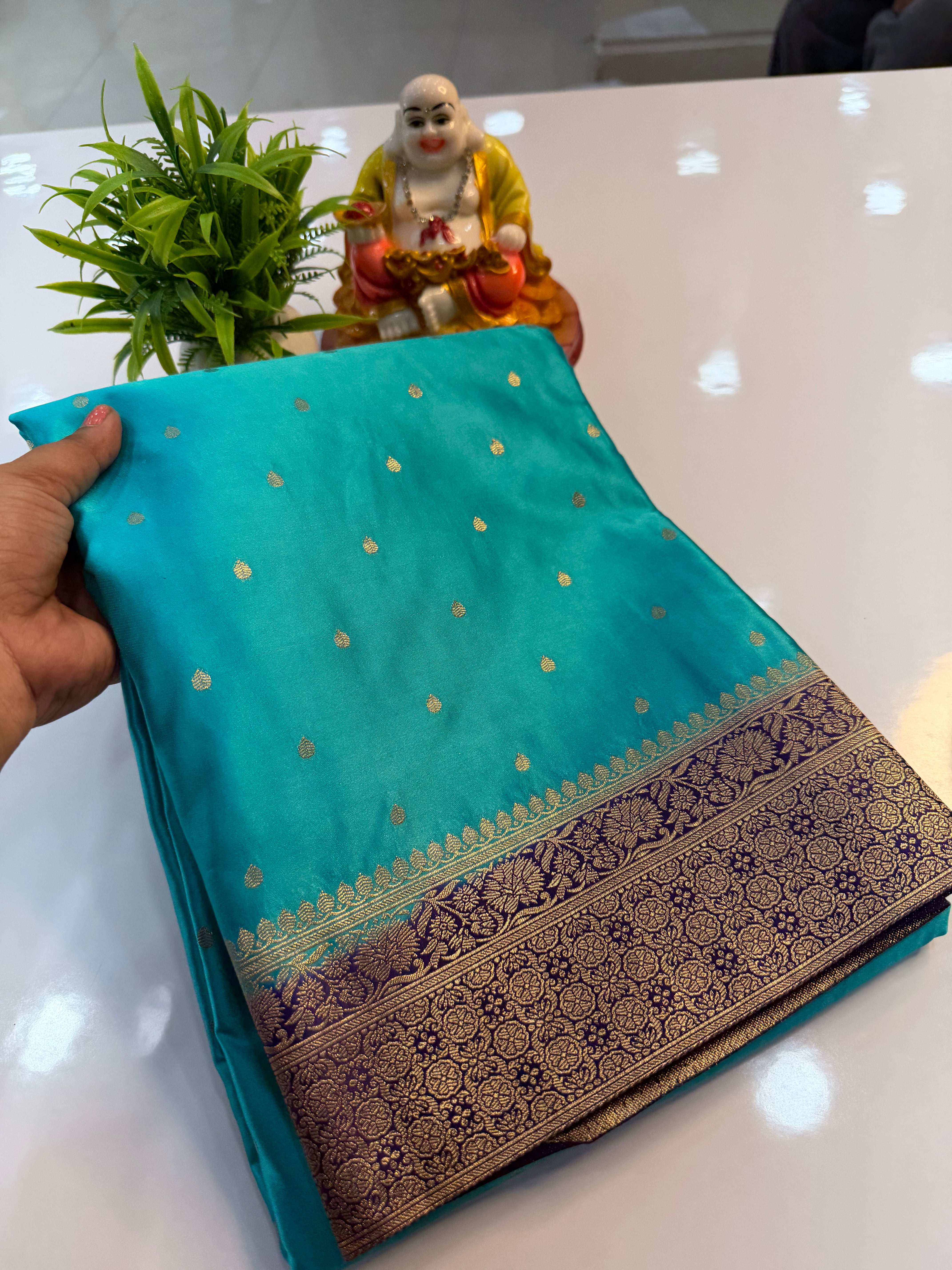 Premium Satin Saree with Buttas | Rich Pallu & Butta Blouse