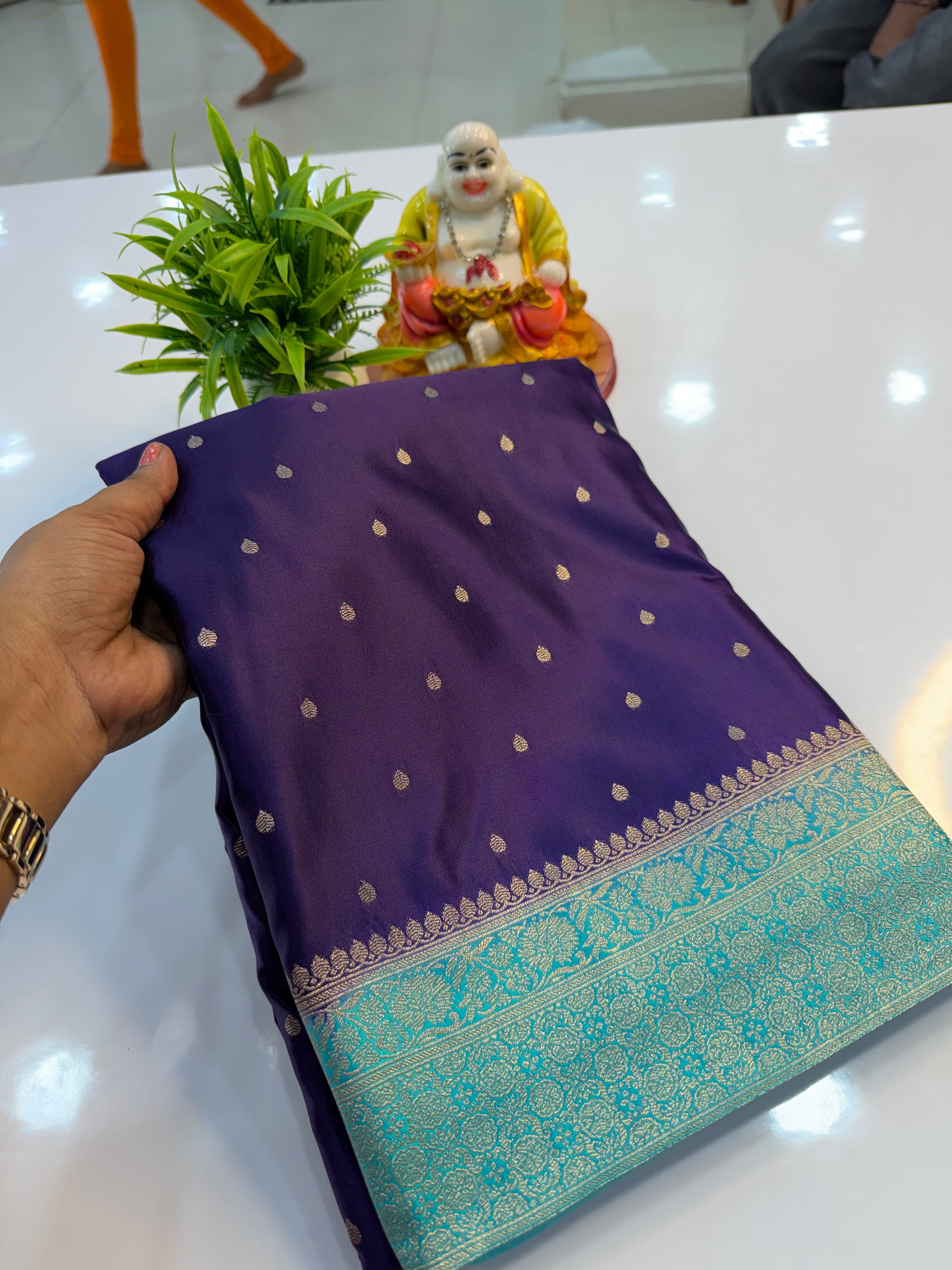 Premium Satin Saree with Buttas | Rich Pallu & Butta Blouse