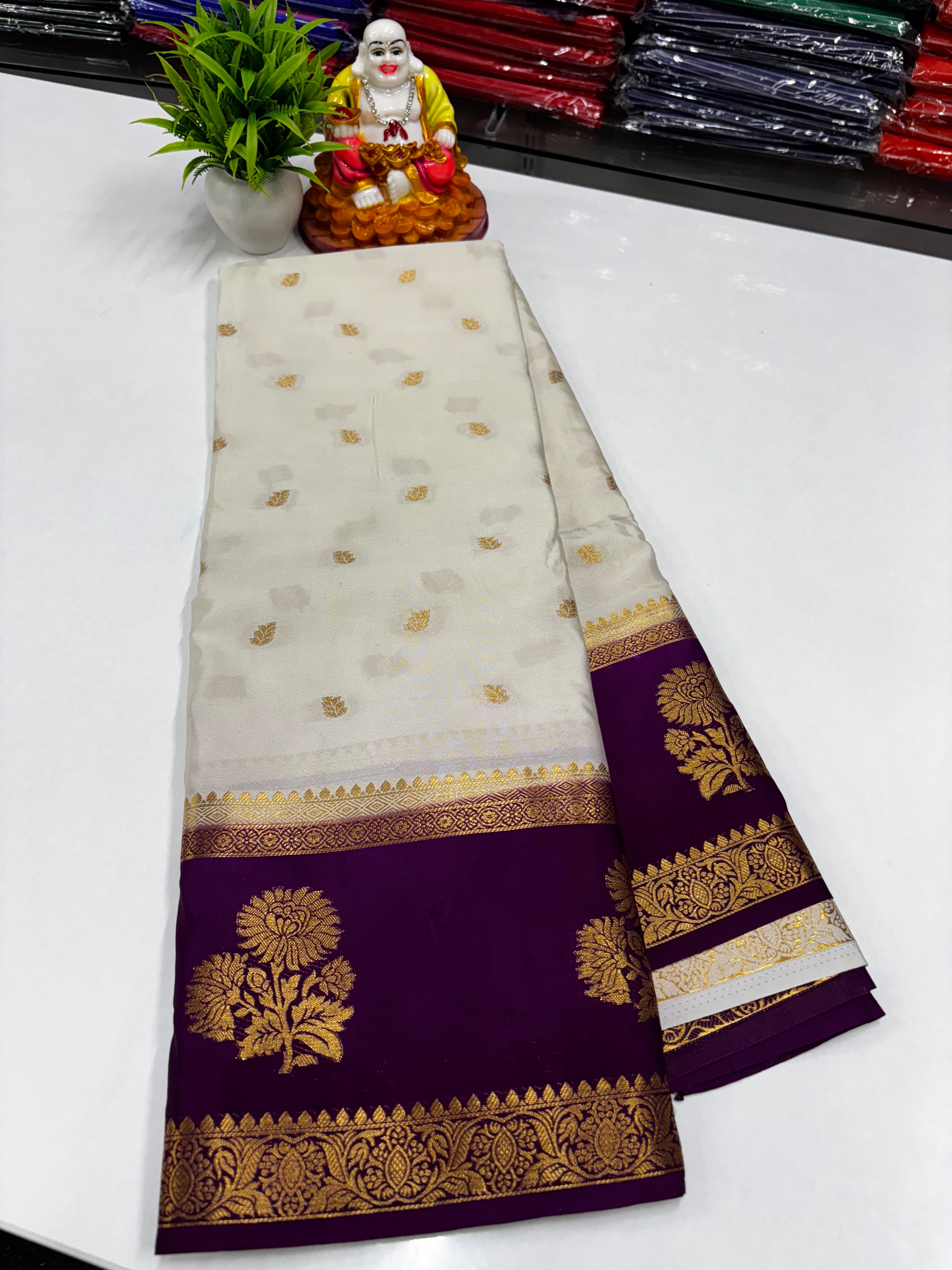 Mysore Crepe Silk Saree with Elegant Buttas