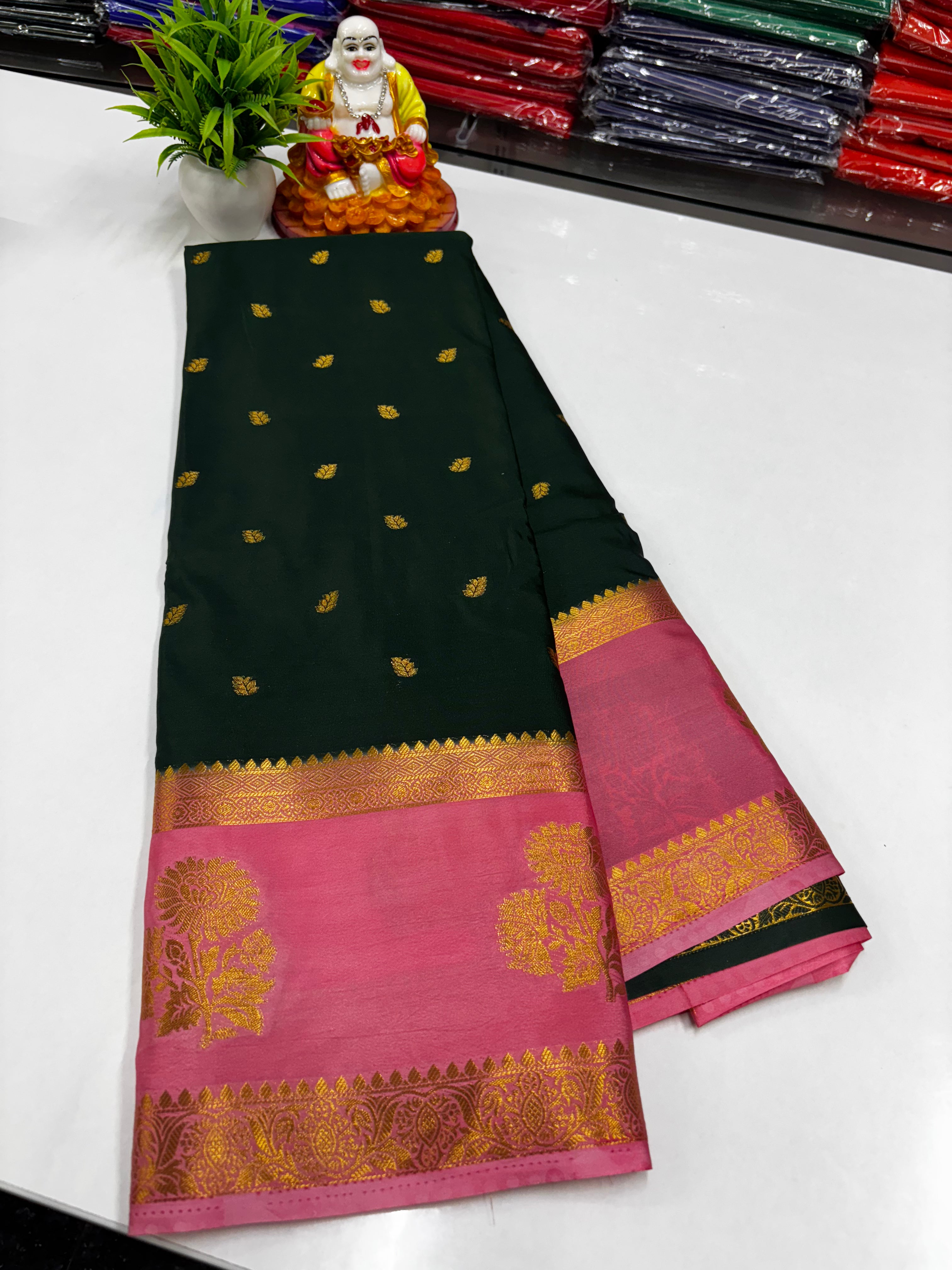 Mysore Crepe Silk Saree with Elegant Buttas