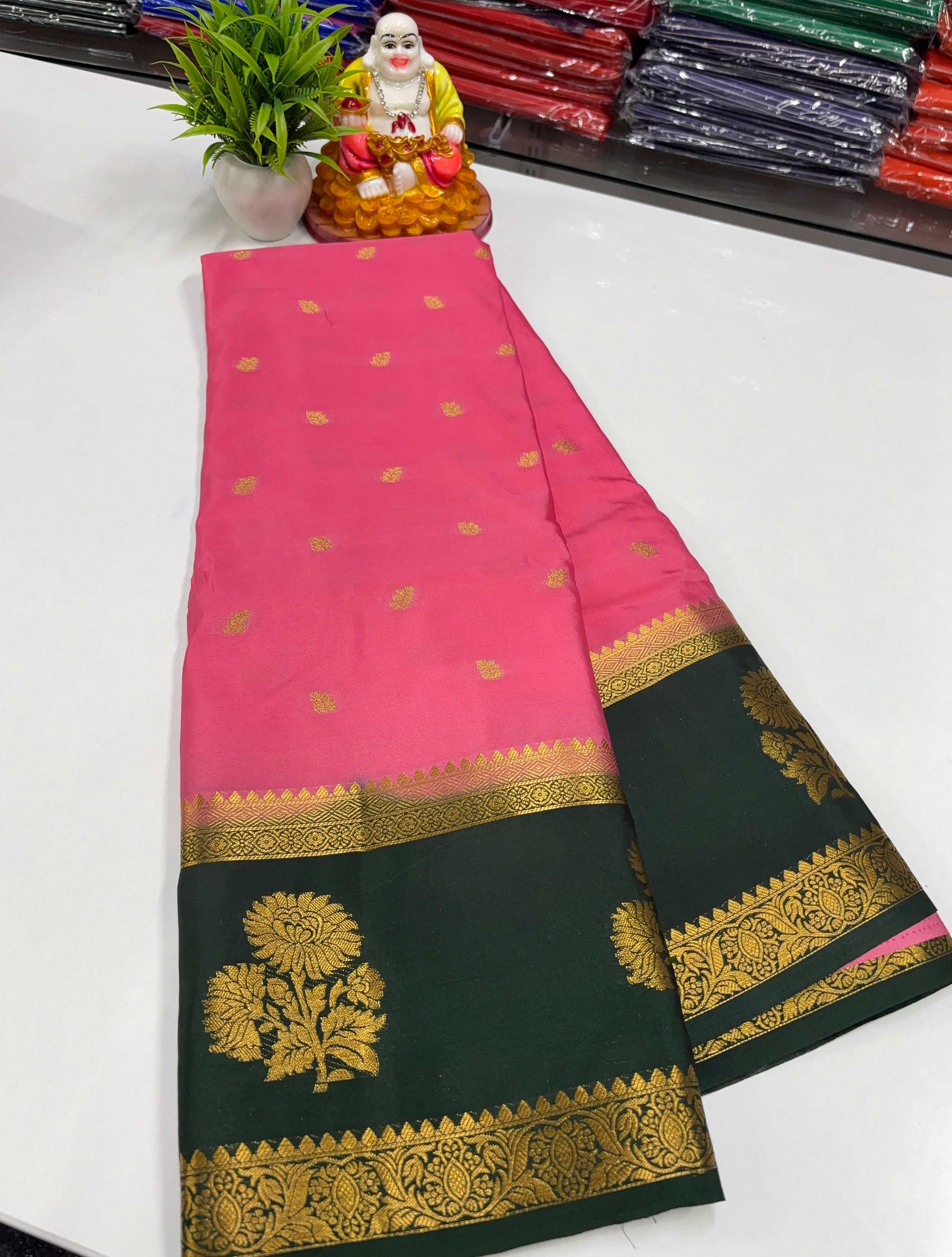 Mysore Crepe Silk Saree with Elegant Buttas