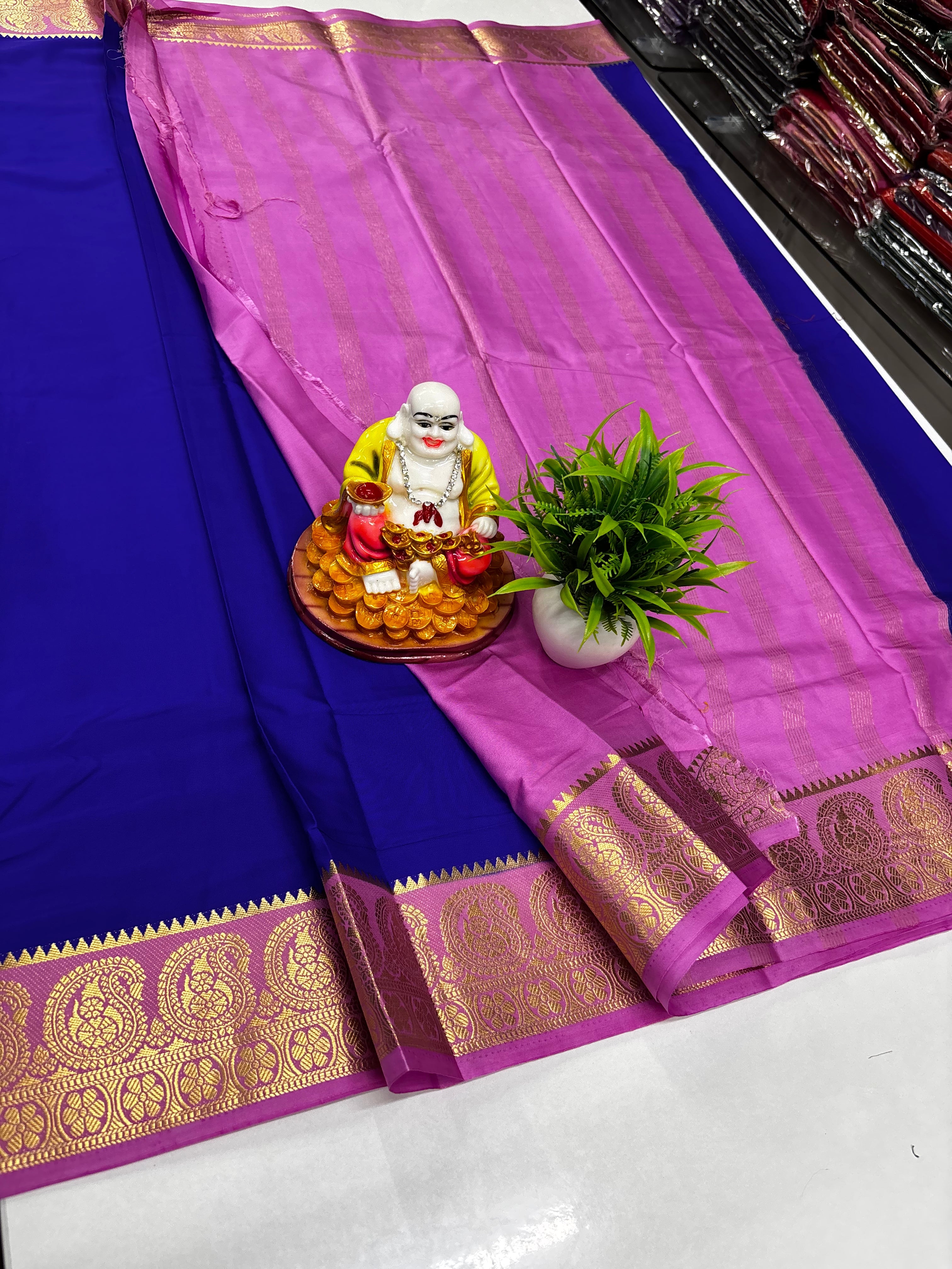 Premium Mysore Crepe Silk Saree with Beautiful Mango Border