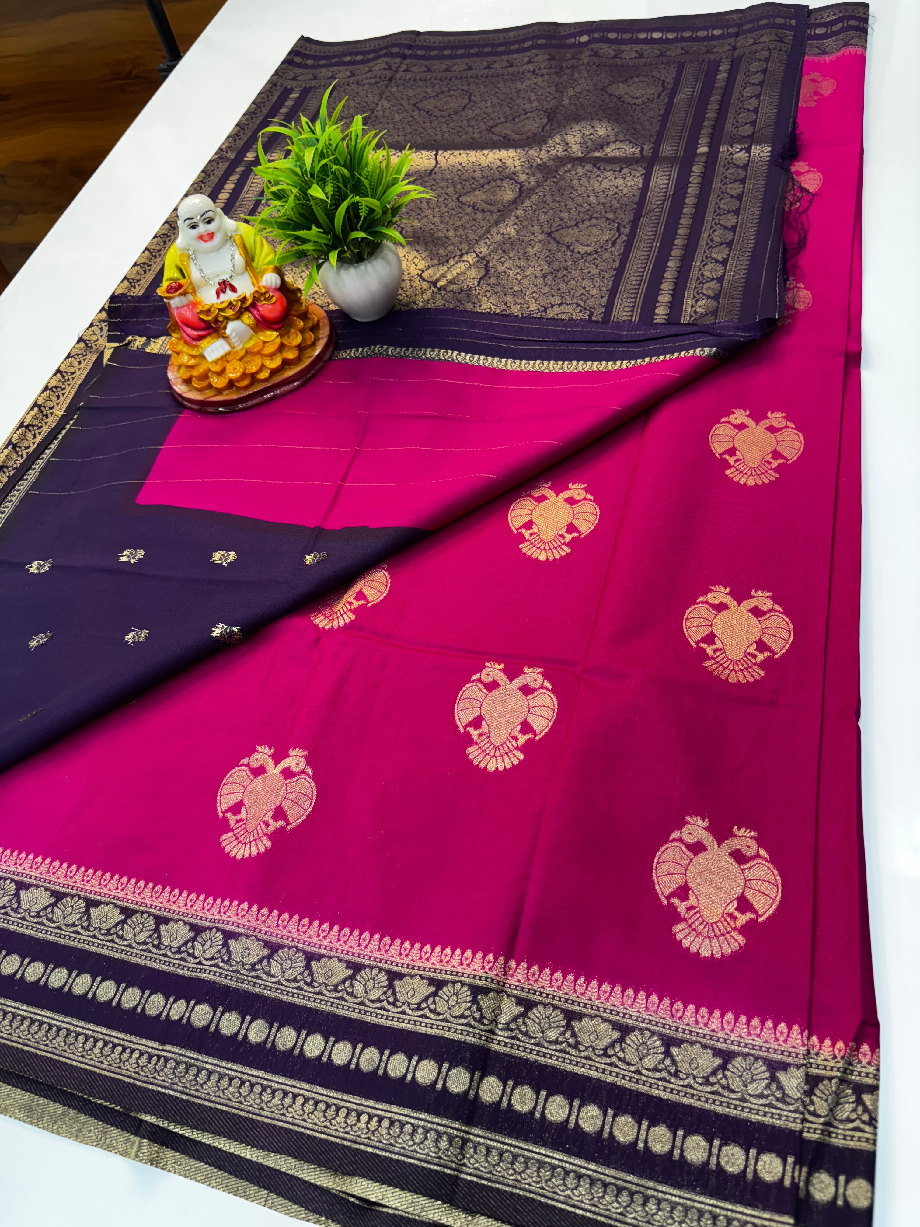 Premium Georgette Saree with Ganda Berunda Design & Rich Pallu