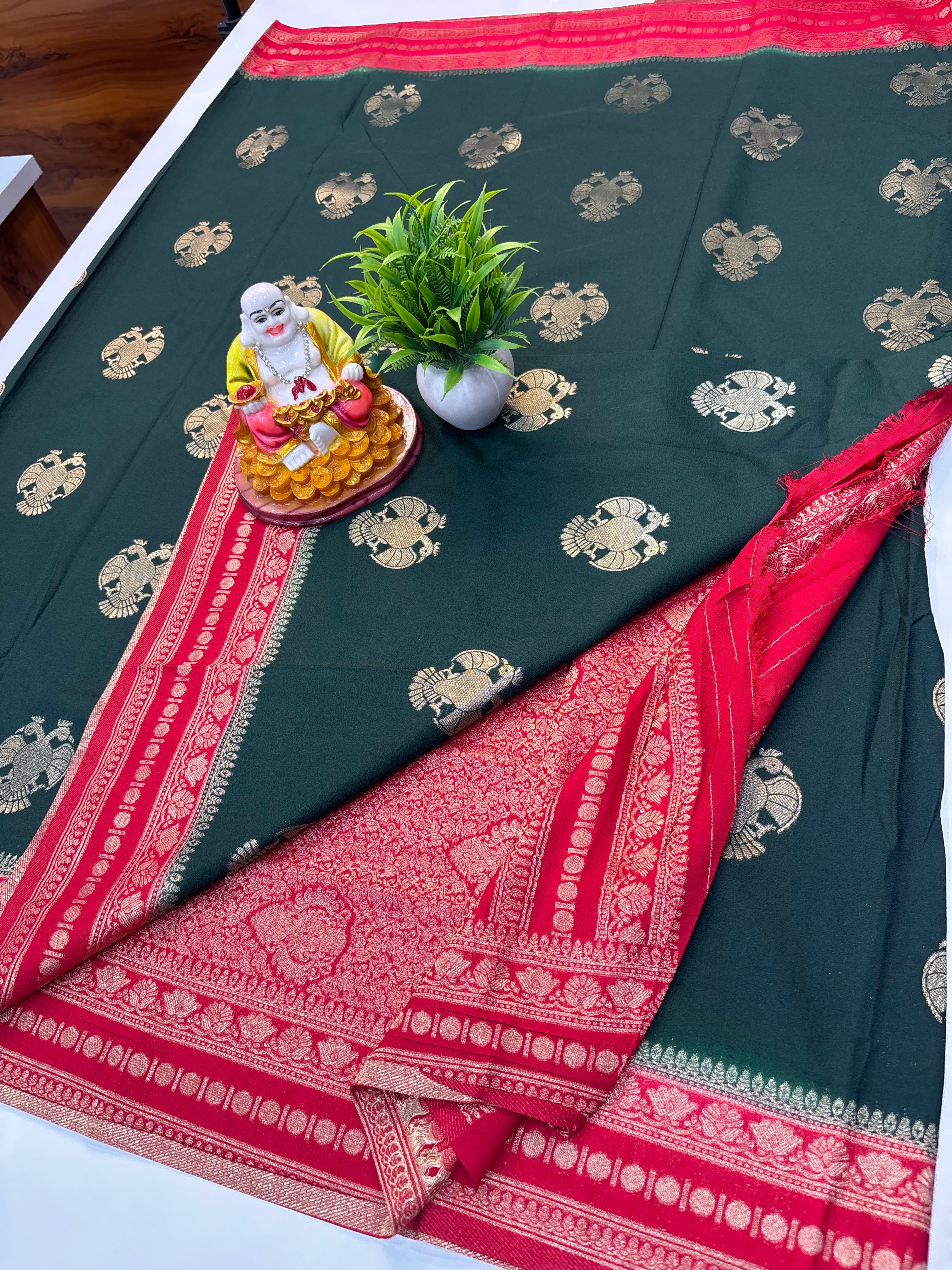 Premium Georgette Saree with Ganda Berunda Design & Rich Pallu